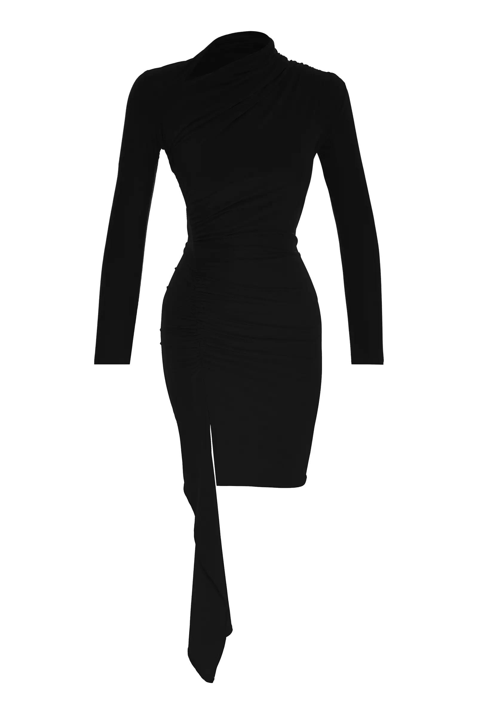 Black sendy long sleeve midi dress