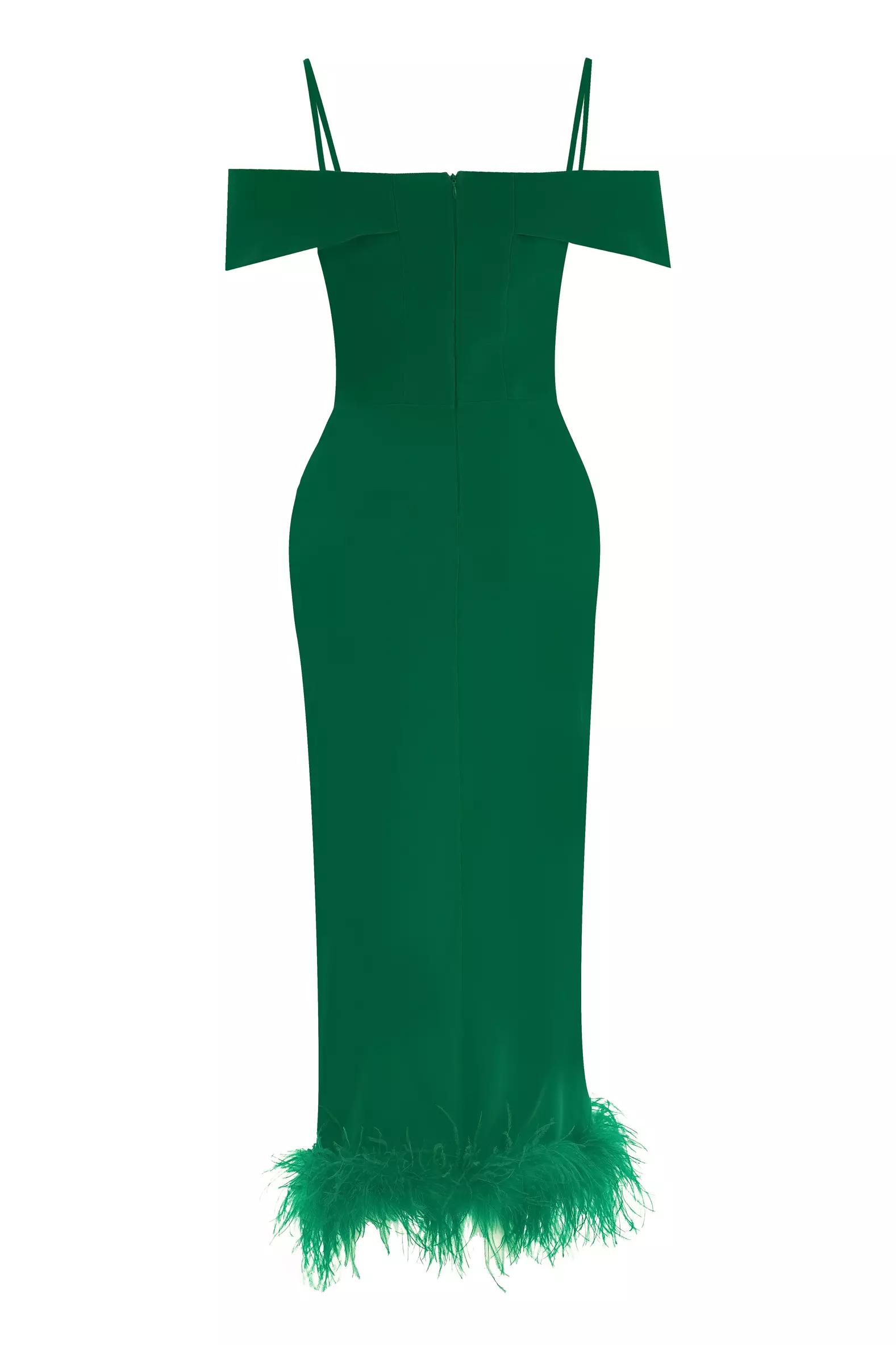 Green crepe sleeveless maxi dress