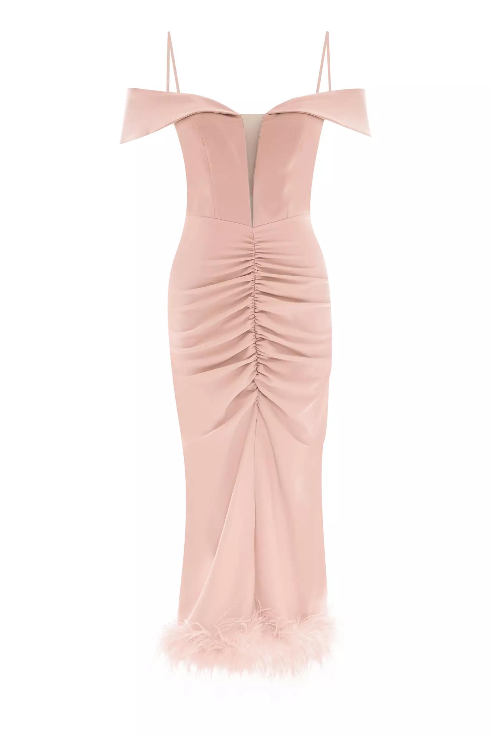 Blush crepe sleeveless maxi dress