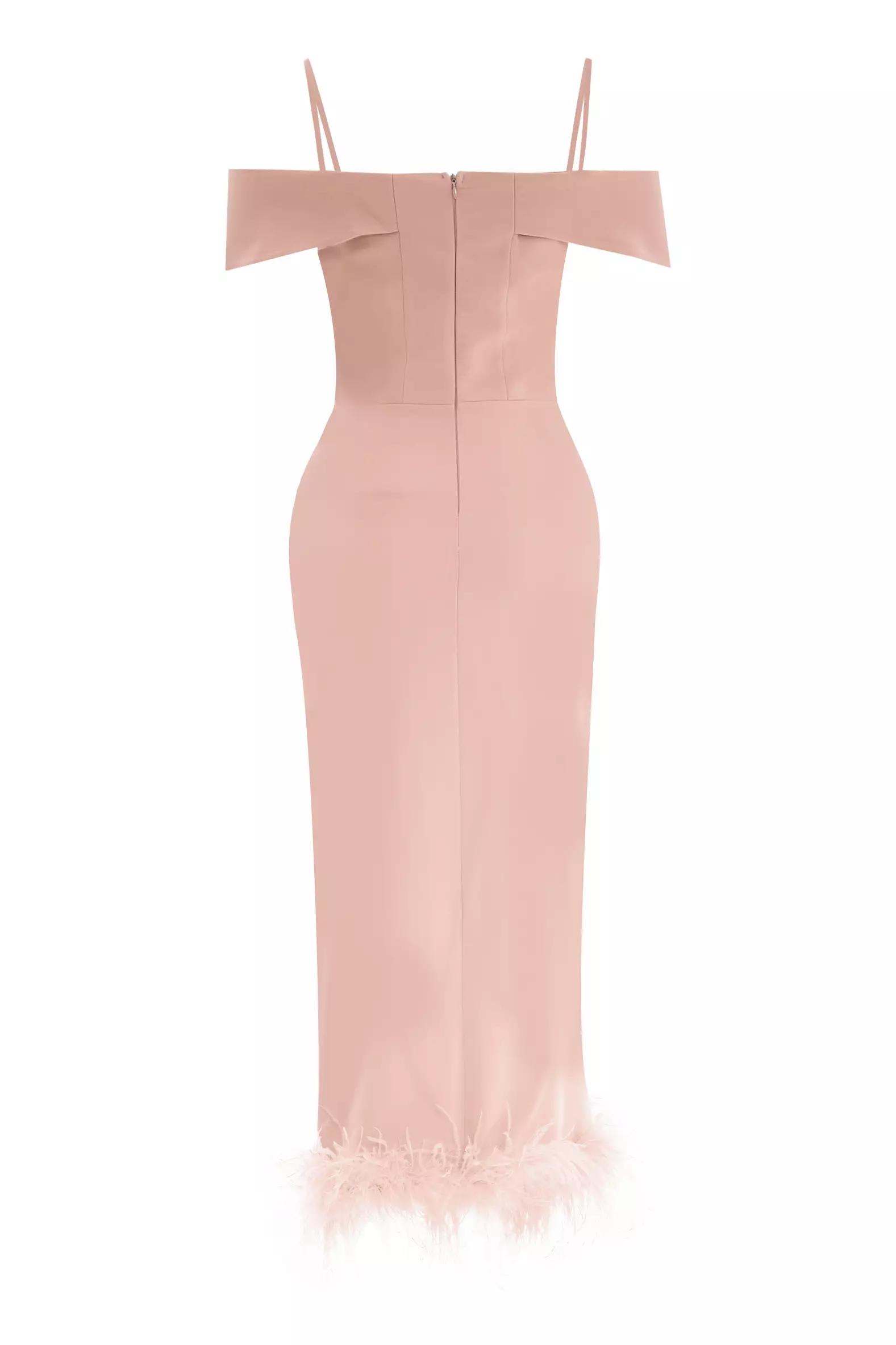 Blush crepe sleeveless maxi dress