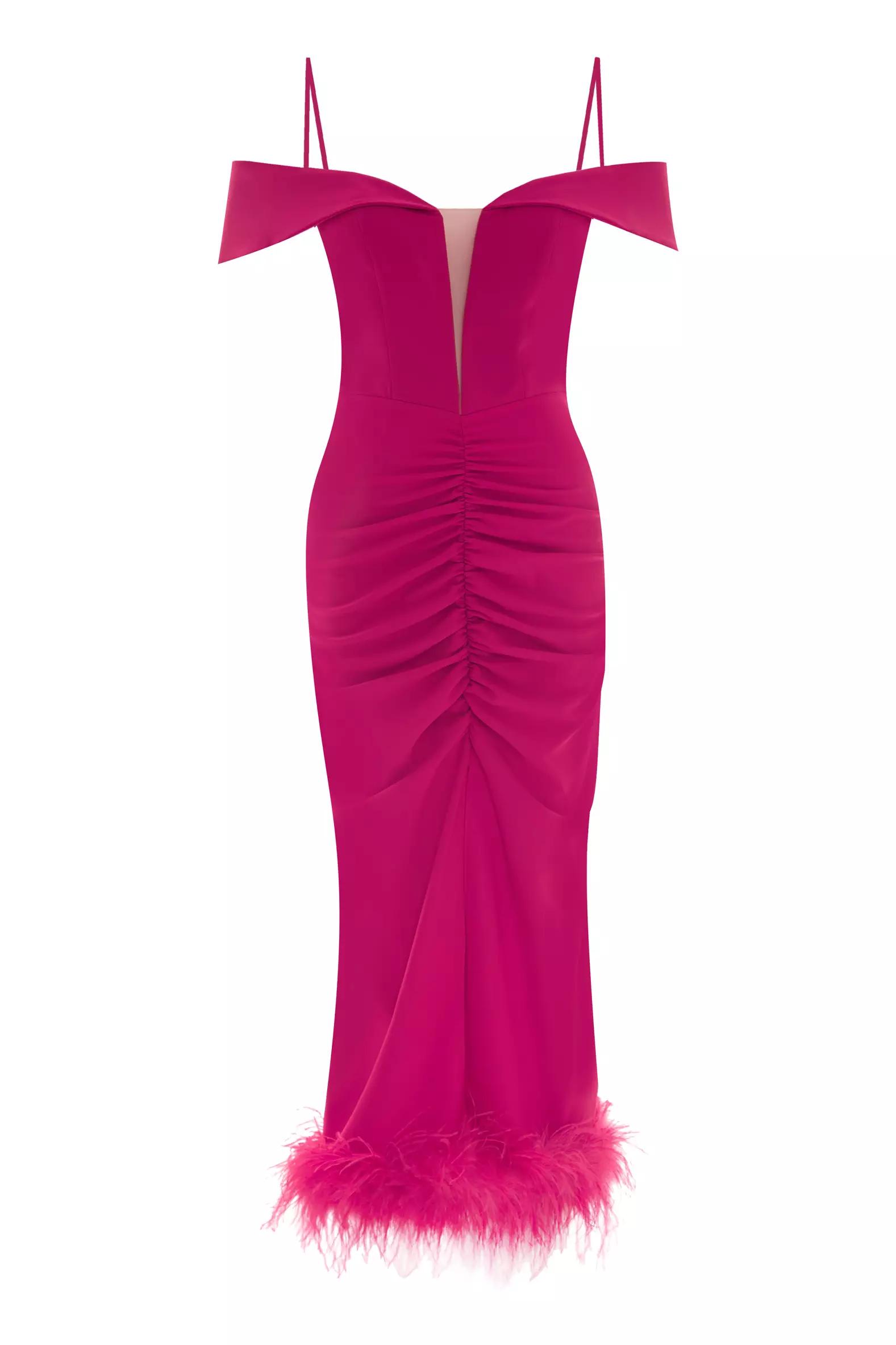 Fuchsia crepe sleeveless maxi dress