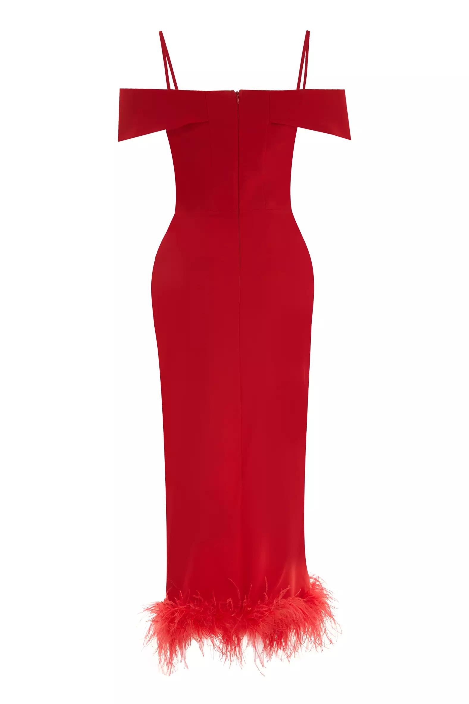 Red crepe sleeveless maxi dress