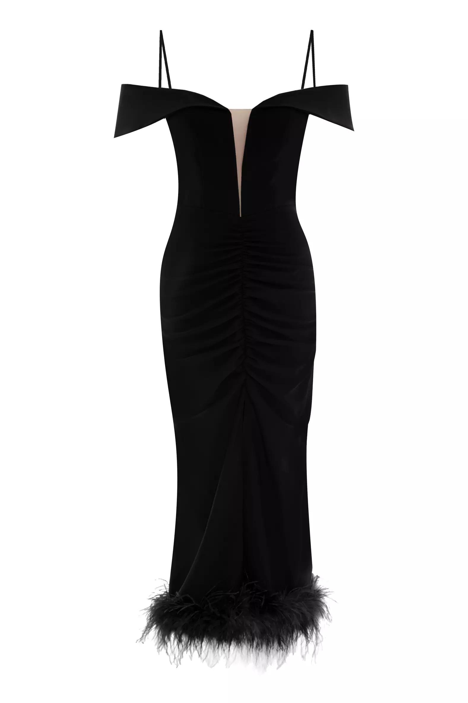 Black crepe sleeveless maxi dress