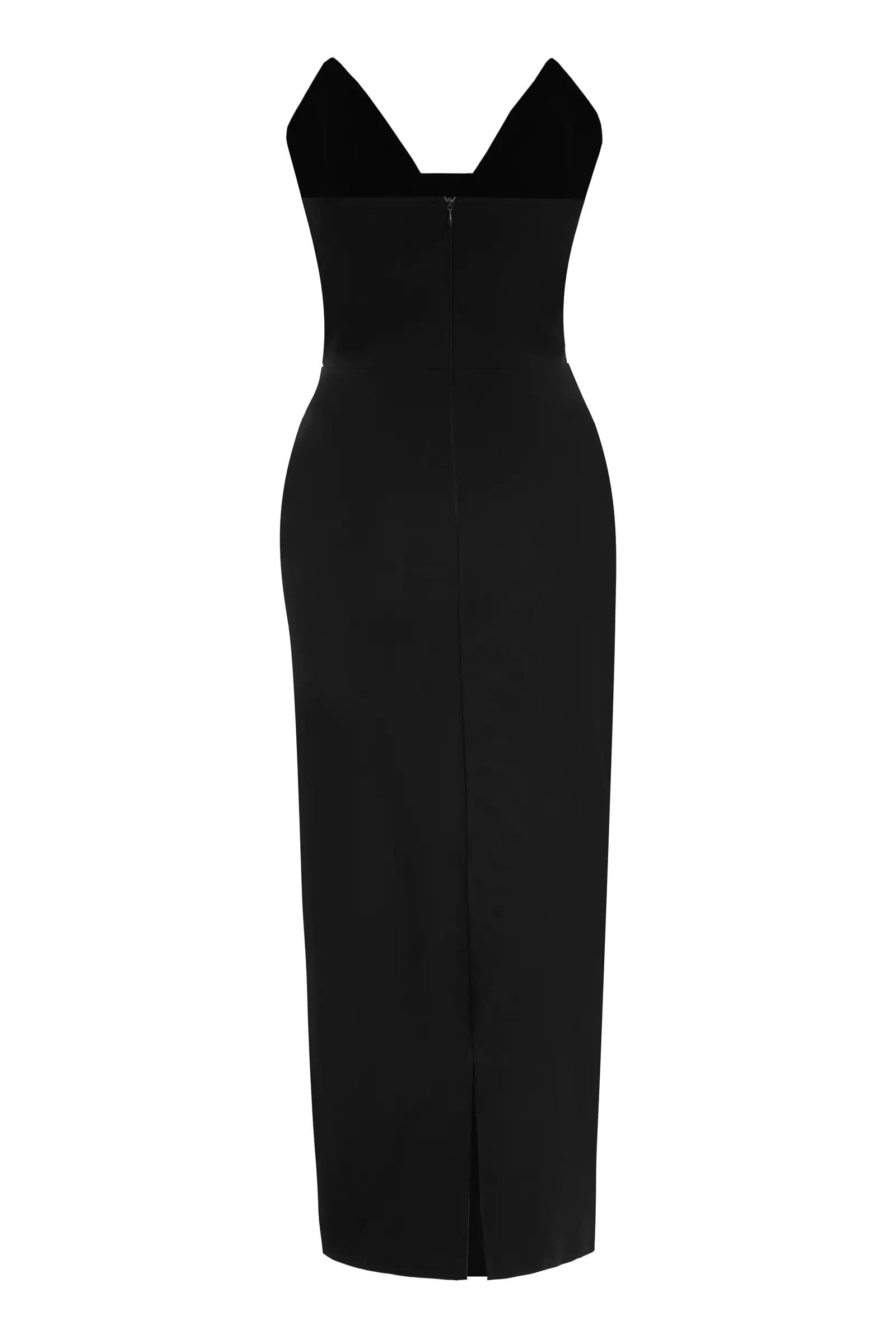 Black crepe sleeveless maxi dress