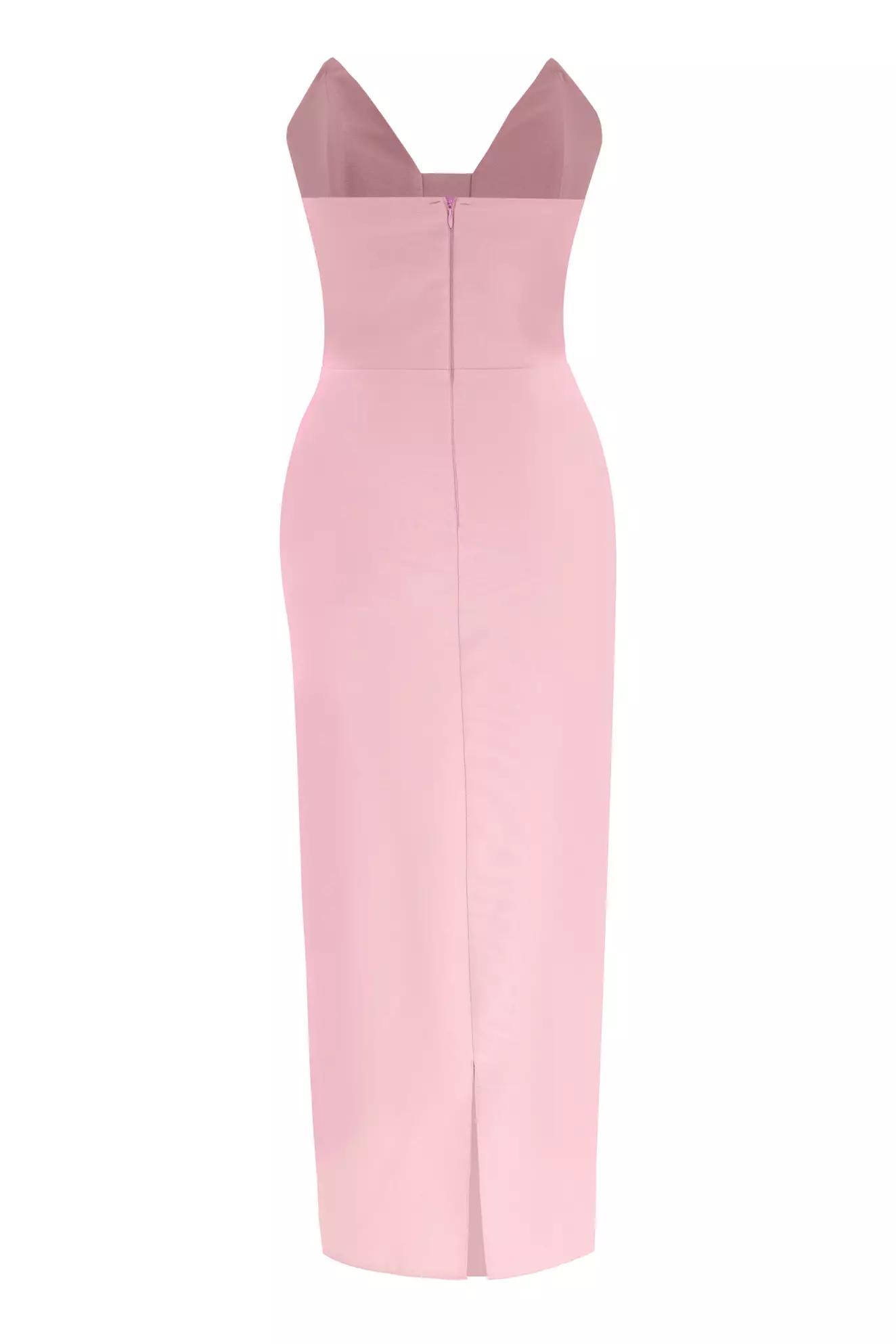 Blush crepe sleeveless maxi dress