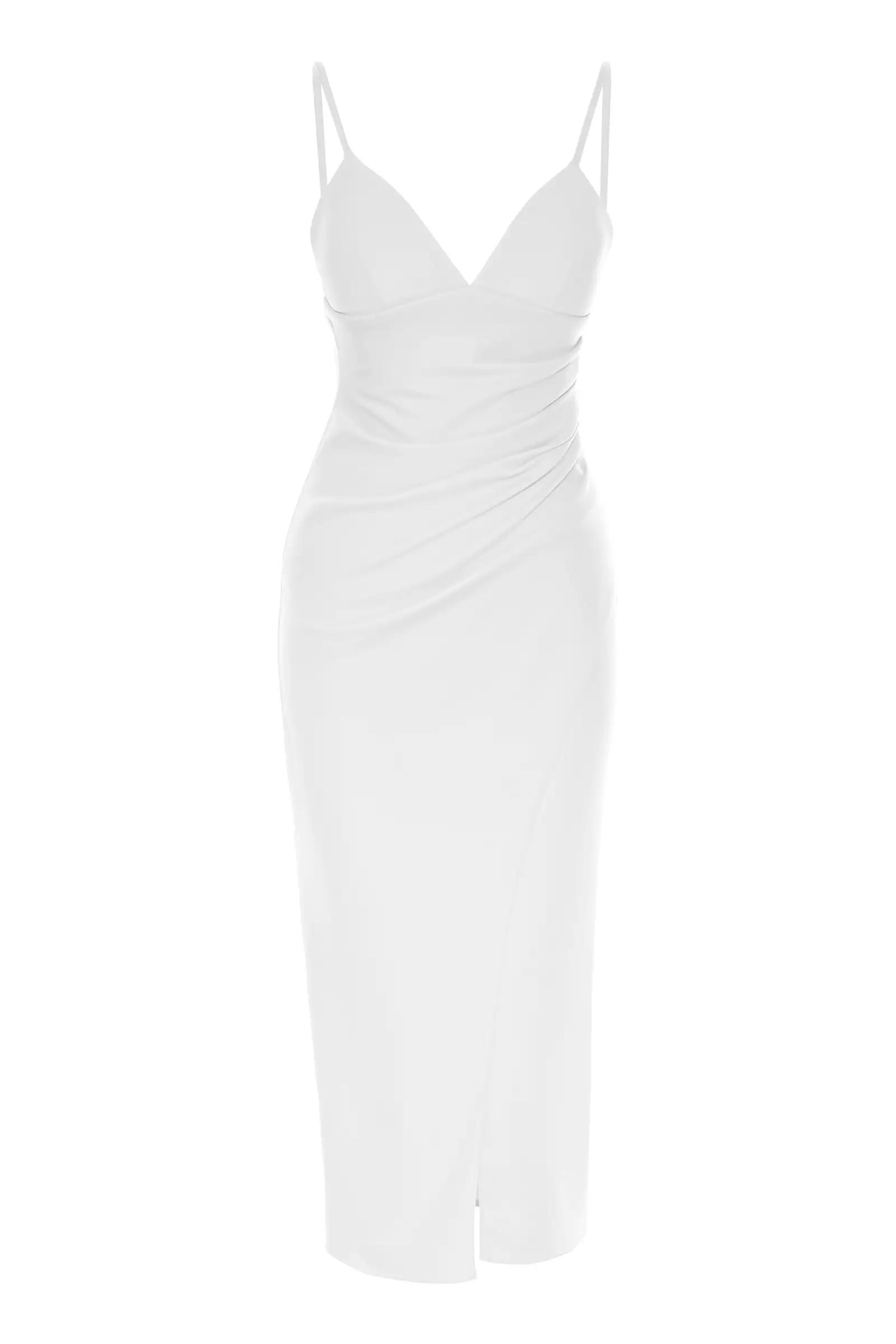 White crepe sleeveless maxi dress