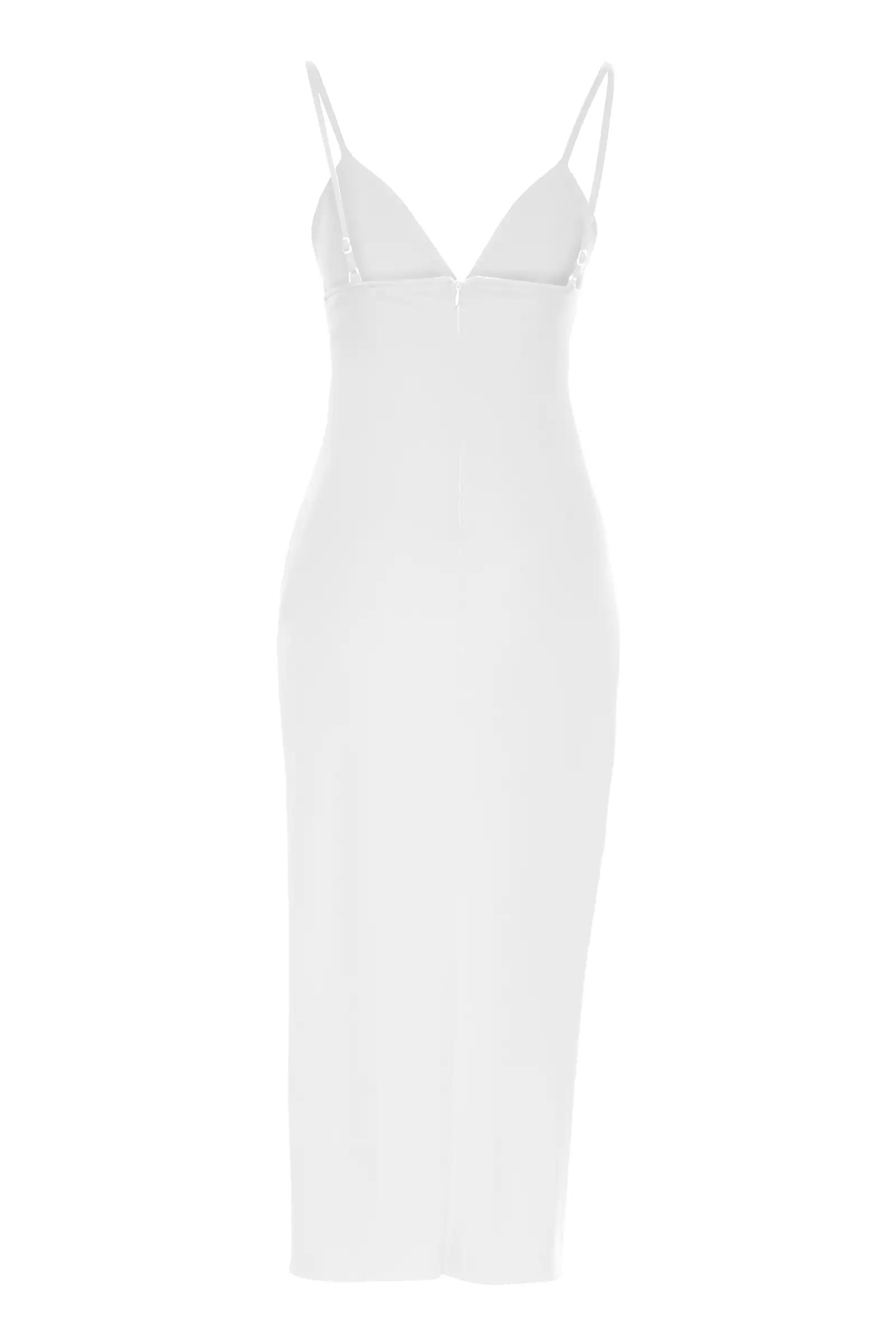 White crepe sleeveless maxi dress