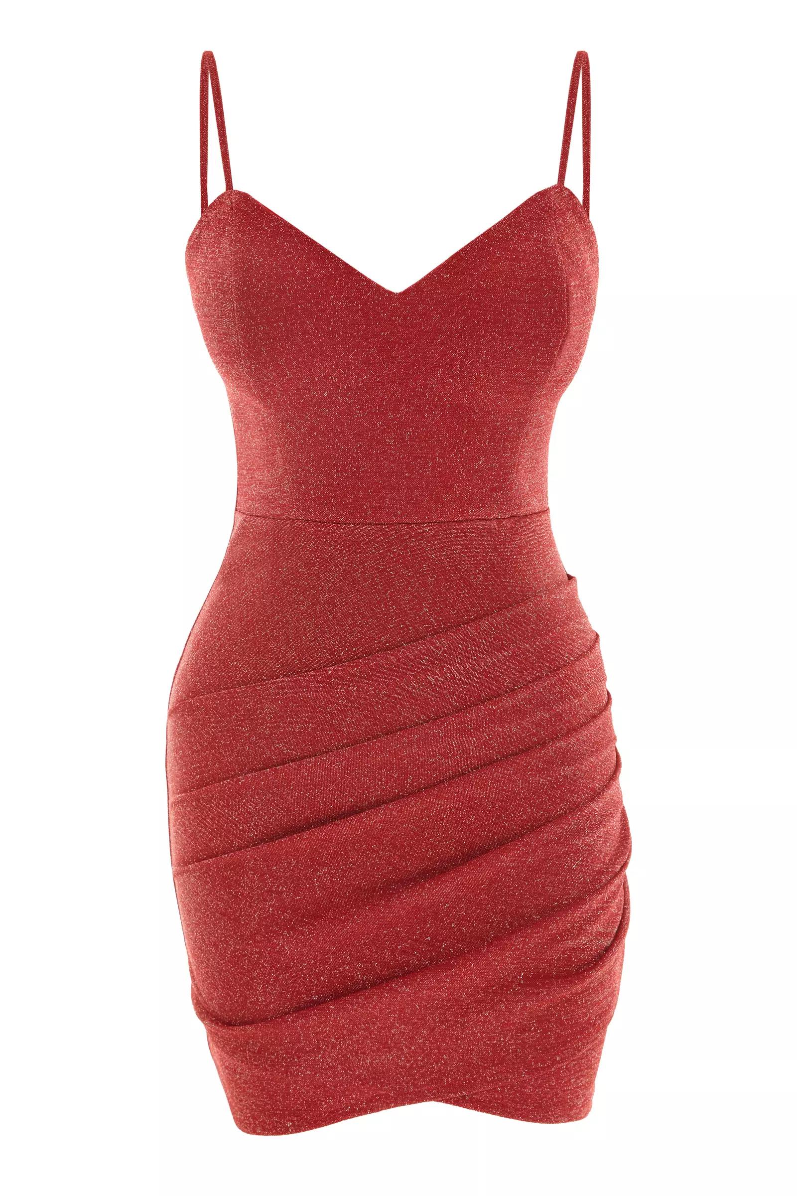 Red sparky sleeveless midi dress