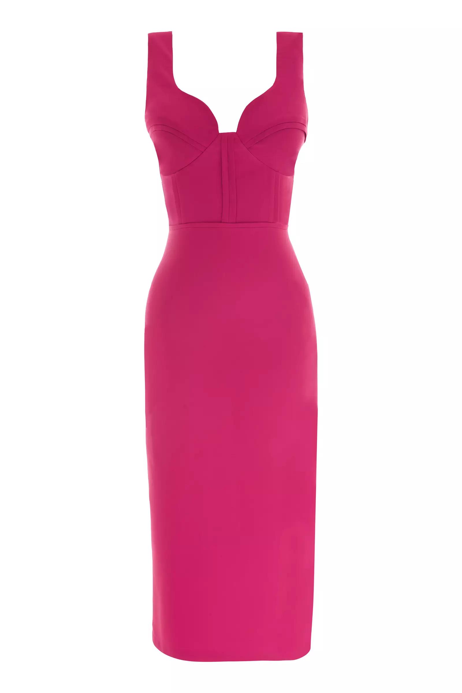 Fuchsia crepe sleeveless maxi dress