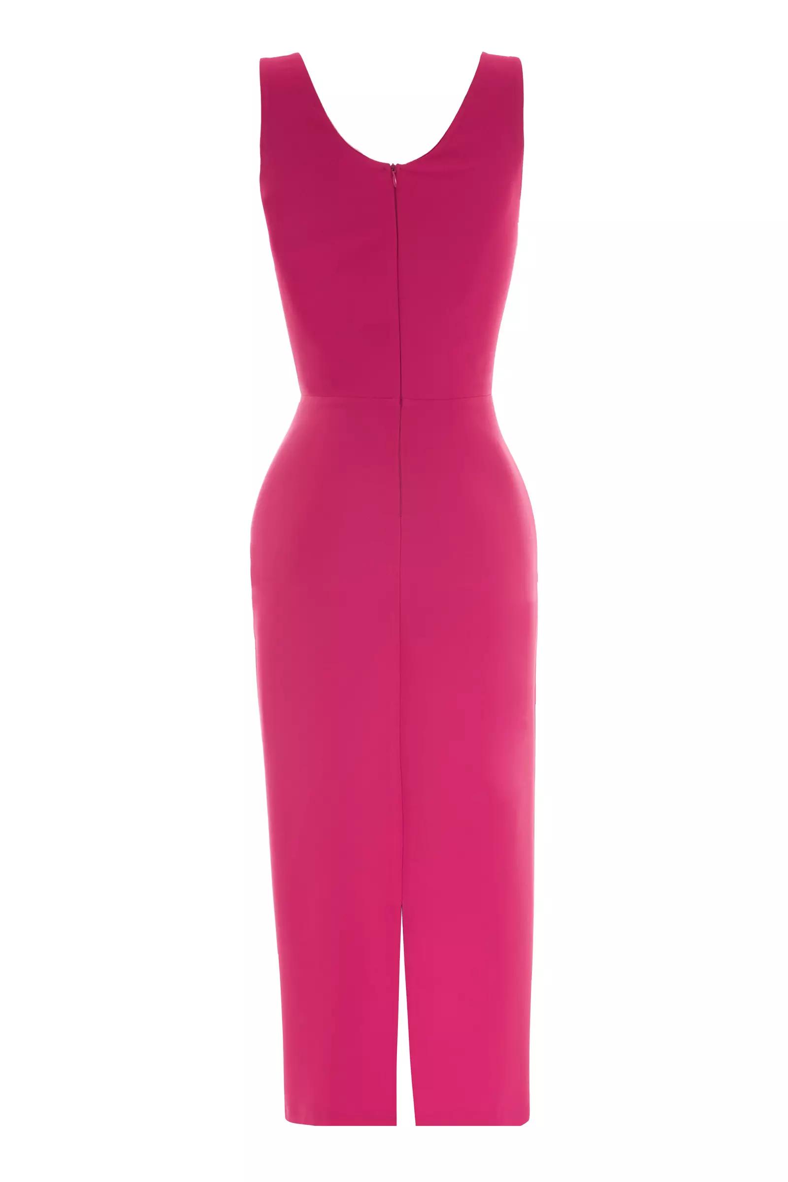 Fuchsia crepe sleeveless maxi dress