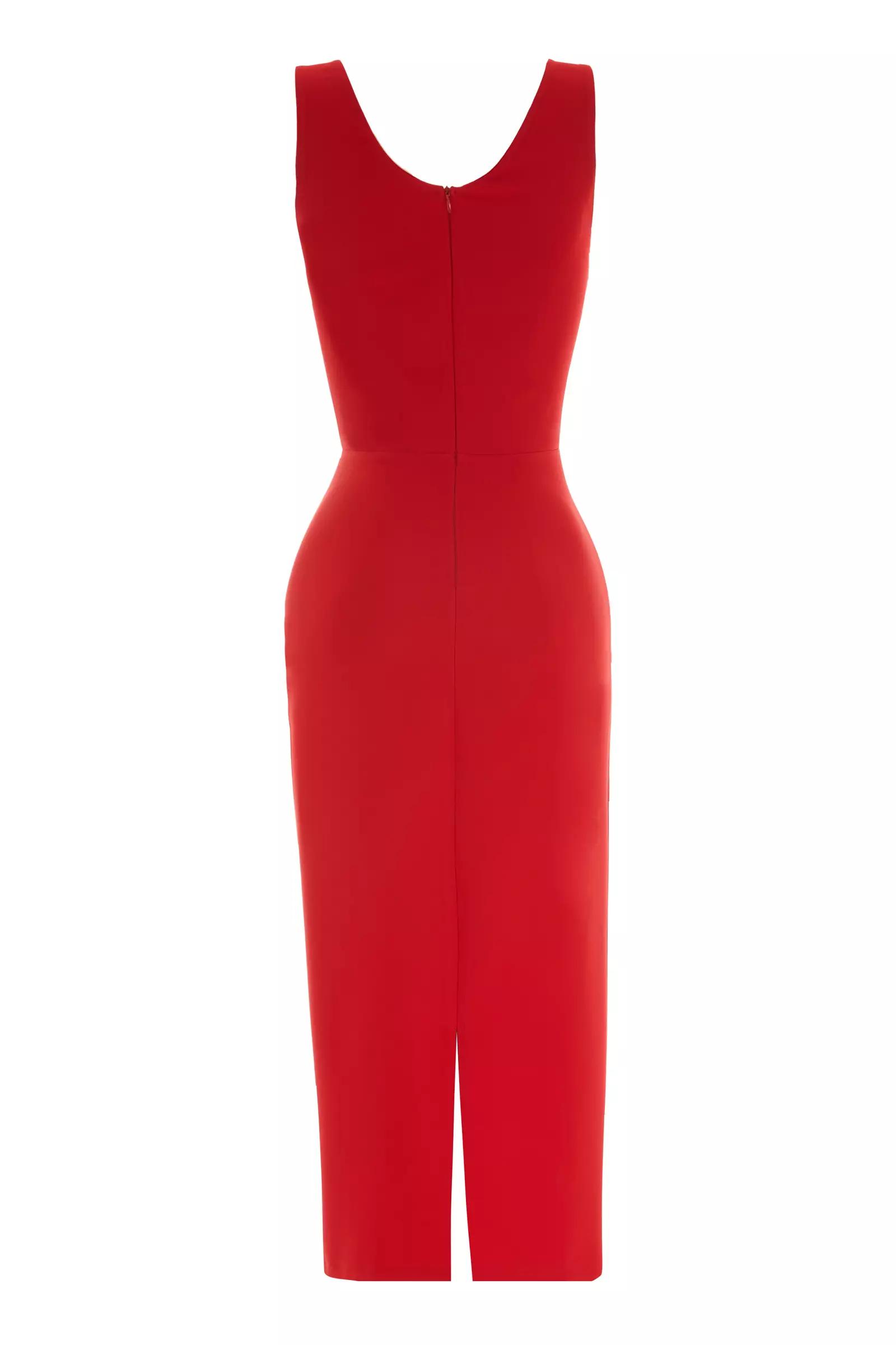 Red crepe sleeveless maxi dress