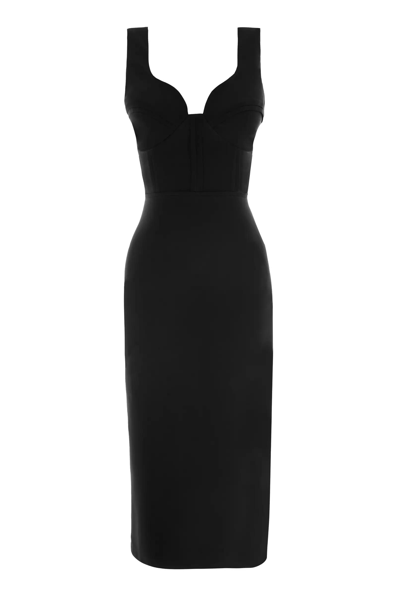 Black crepe sleeveless maxi dress