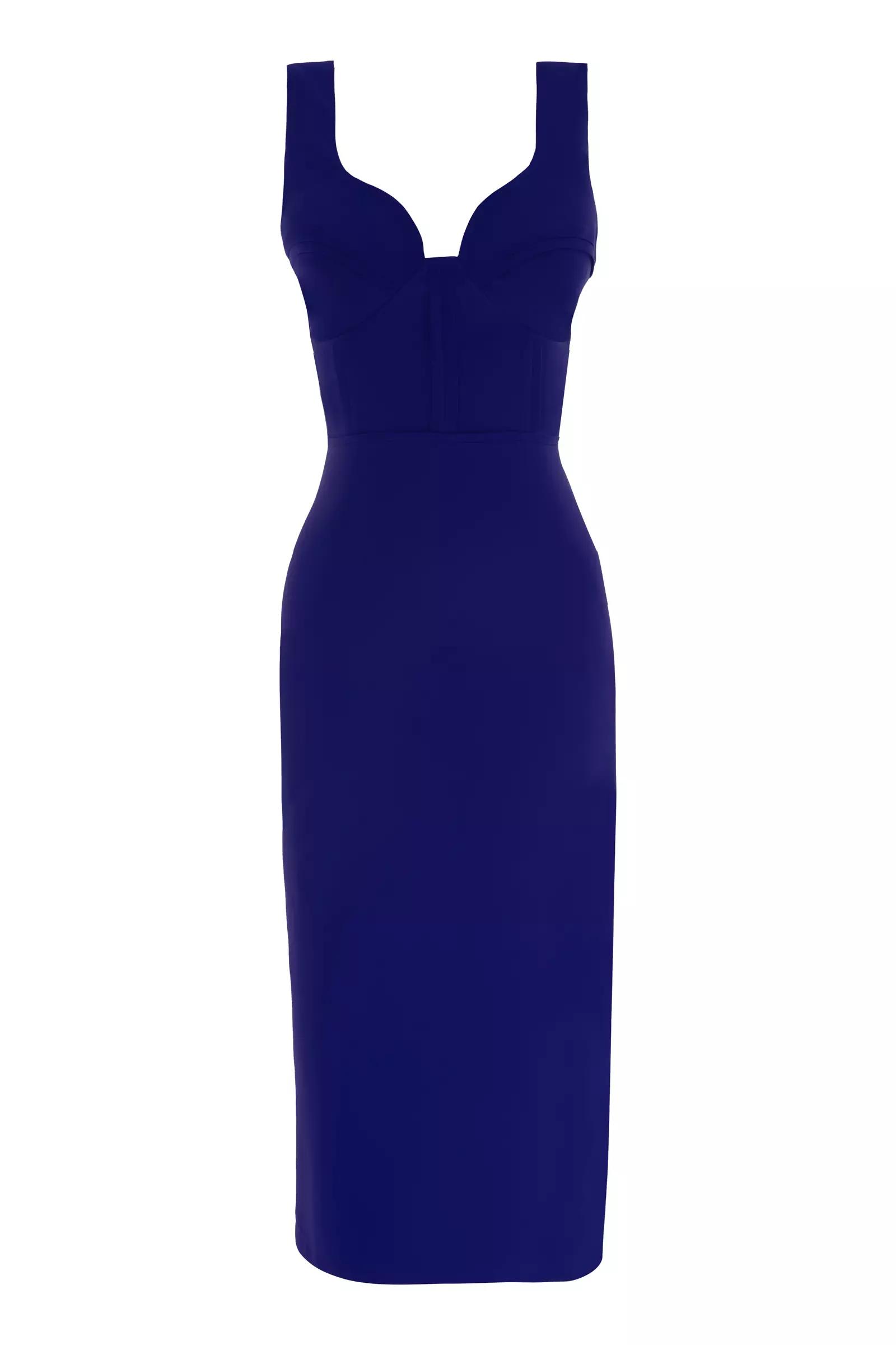 Blue crepe sleeveless maxi dress