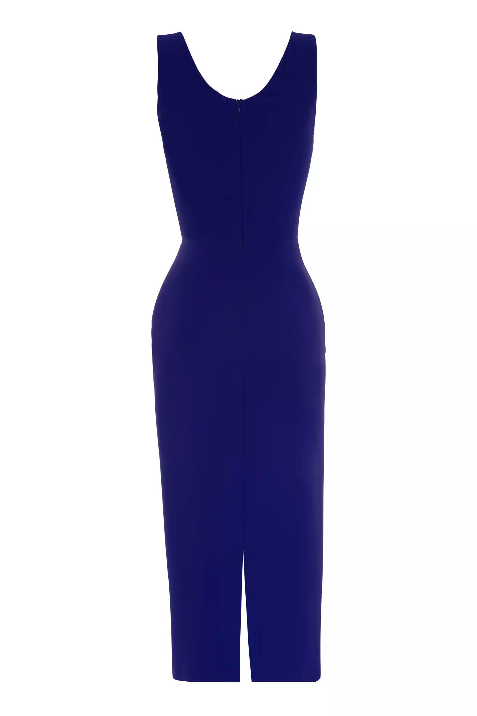 Blue crepe sleeveless maxi dress