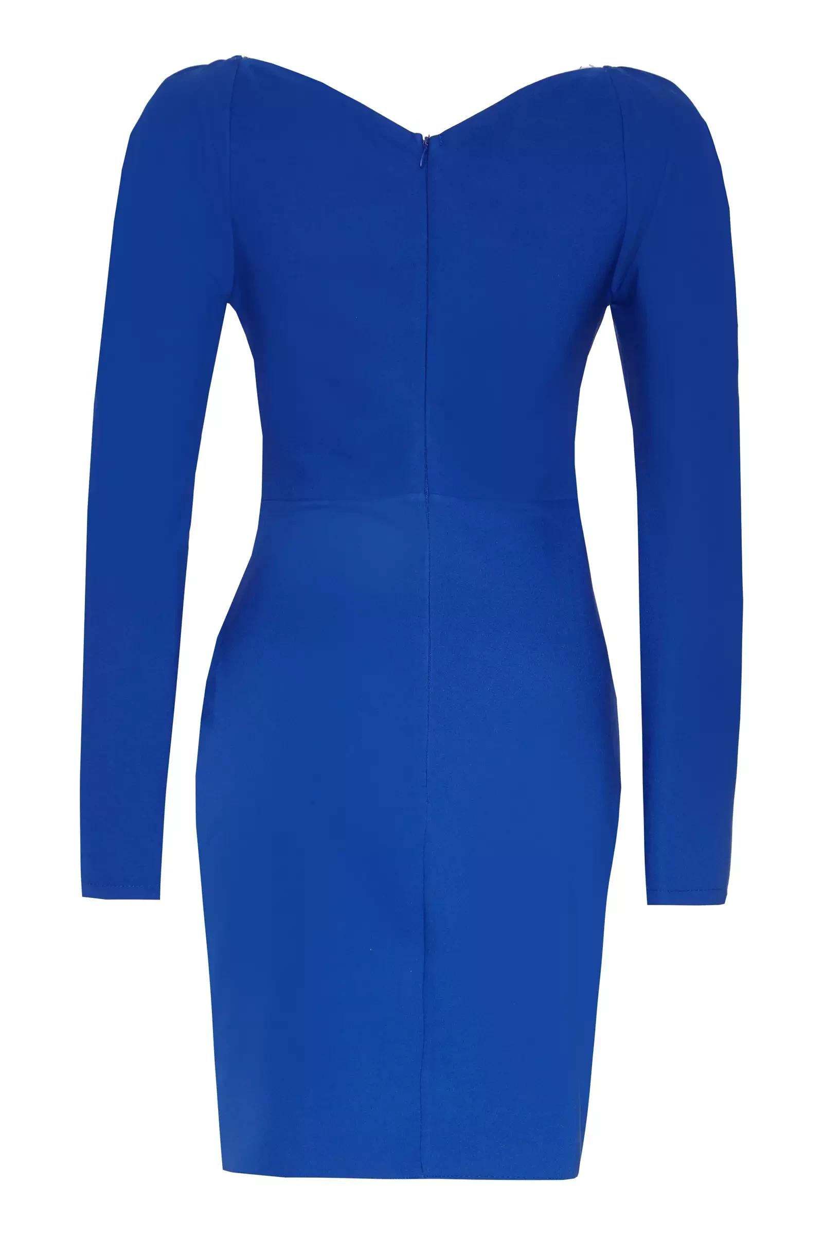 Blue crepe 3/4 sleeve mini dress