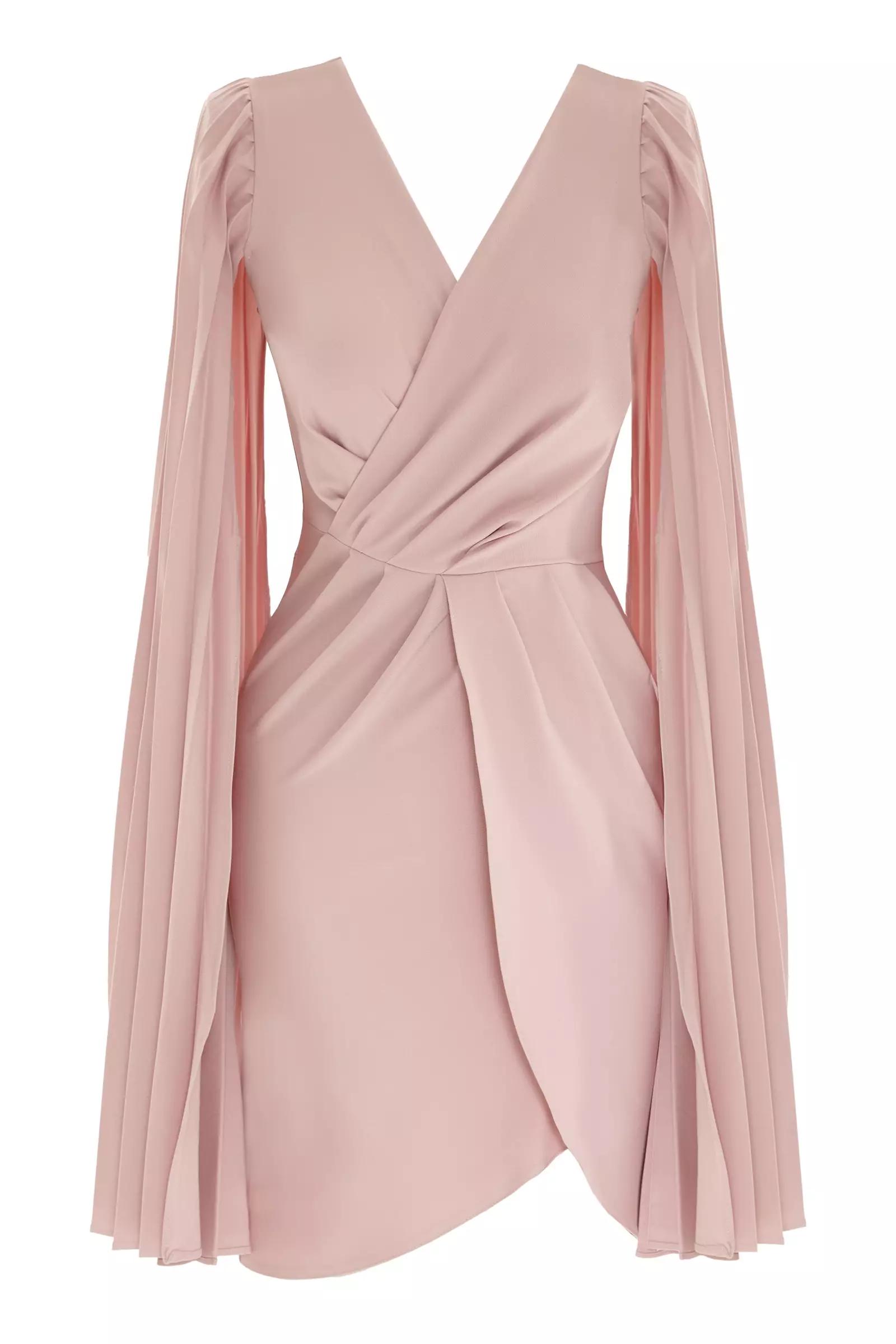 Blush plus size crepe long sleeve mini dress