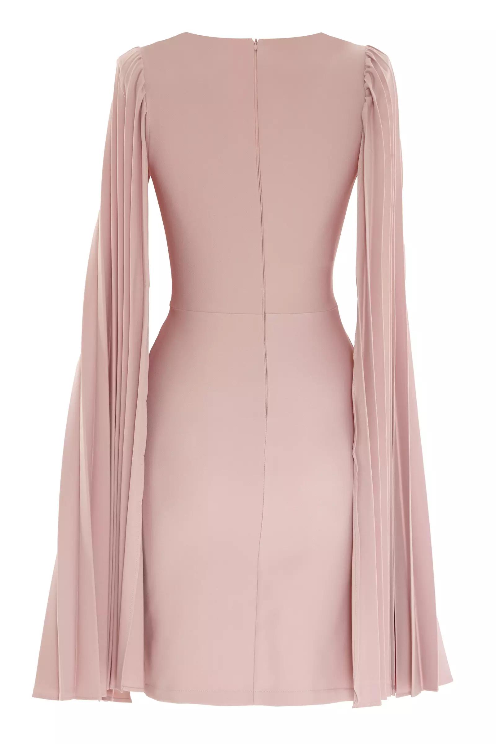 Blush plus size crepe long sleeve mini dress