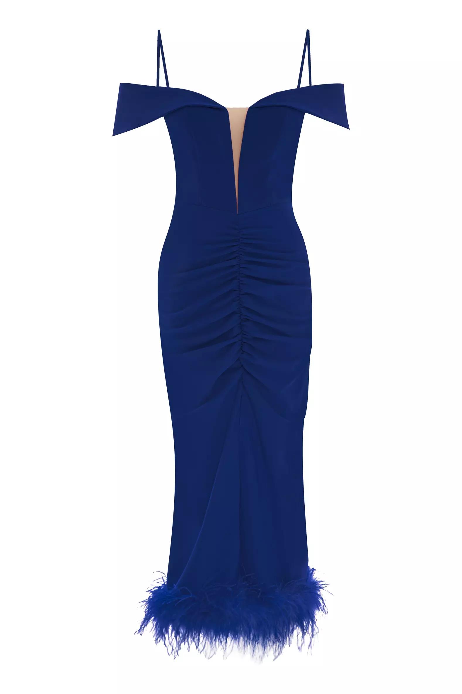 Navy blue crepe sleeveless maxi dress