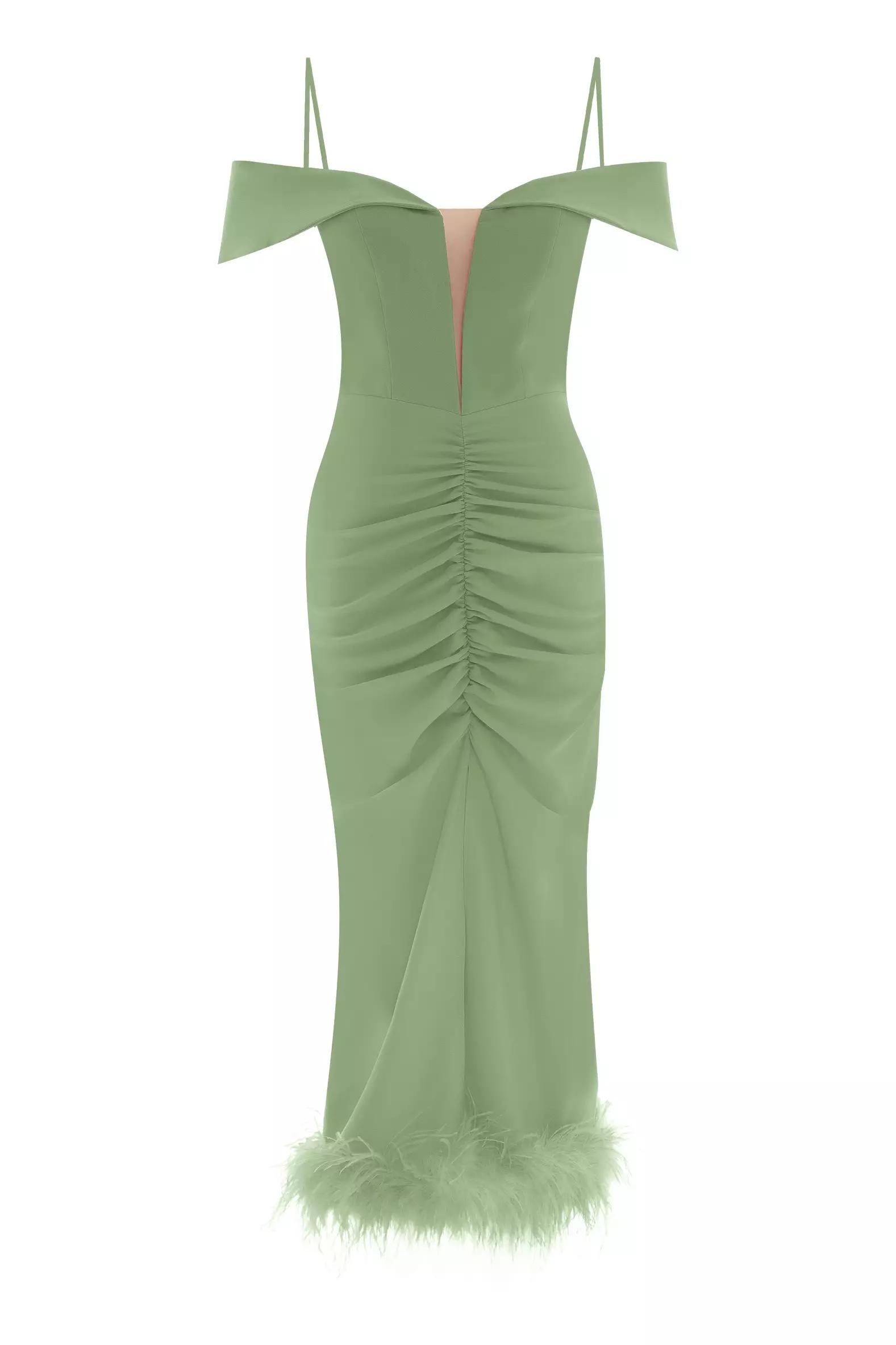 Mint green crepe sleeveless maxi dress