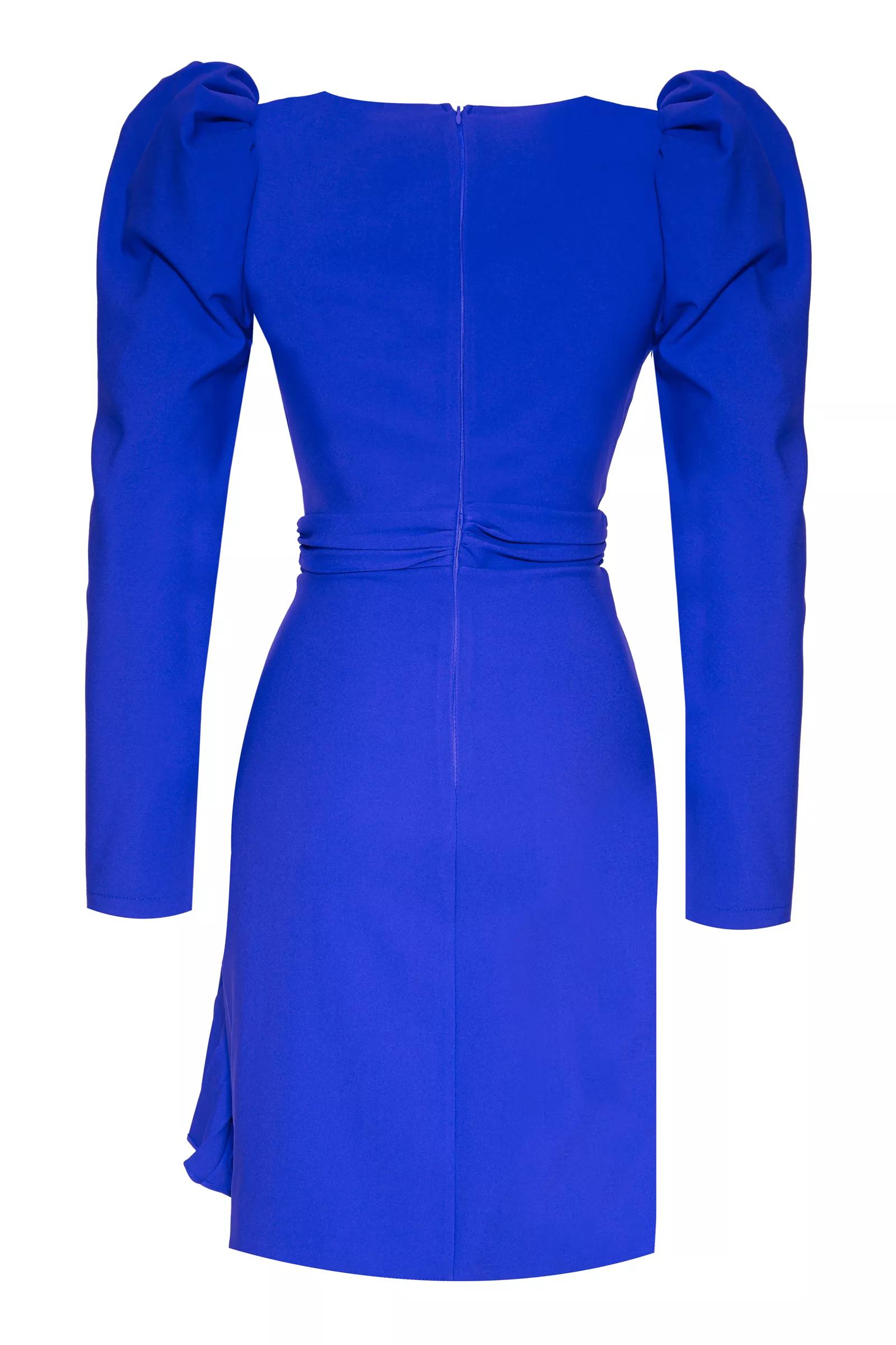 Blue crepe long sleeve mini dress