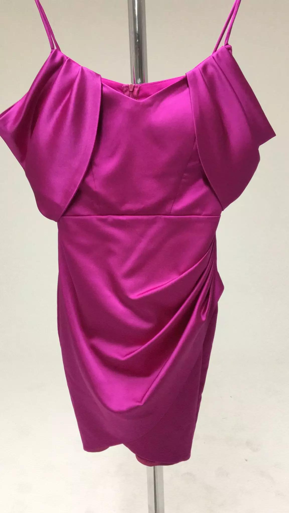 Fuchsia satin sleeveless mini dress