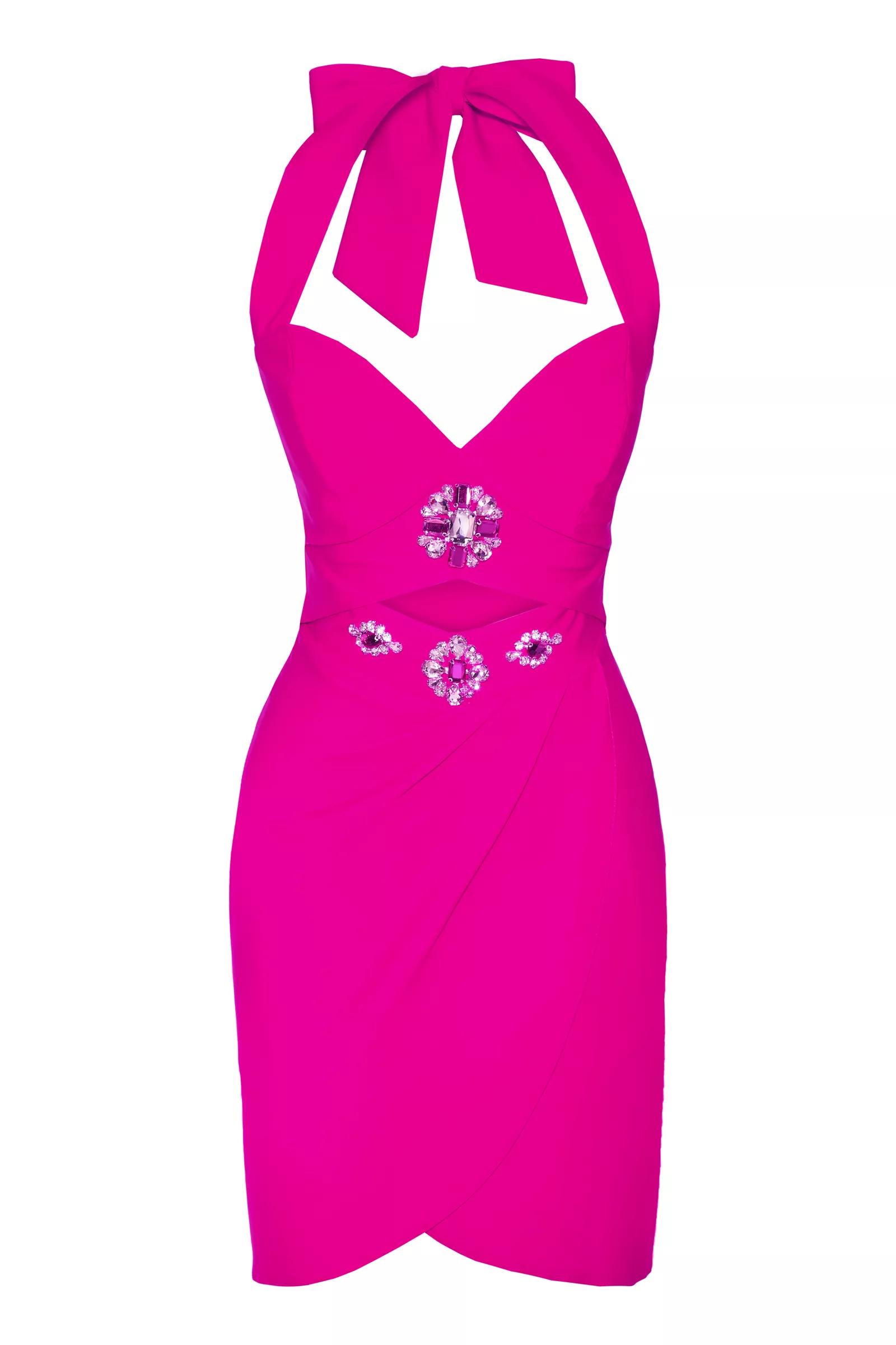 Fuchsia crepe sleeveless mini dress