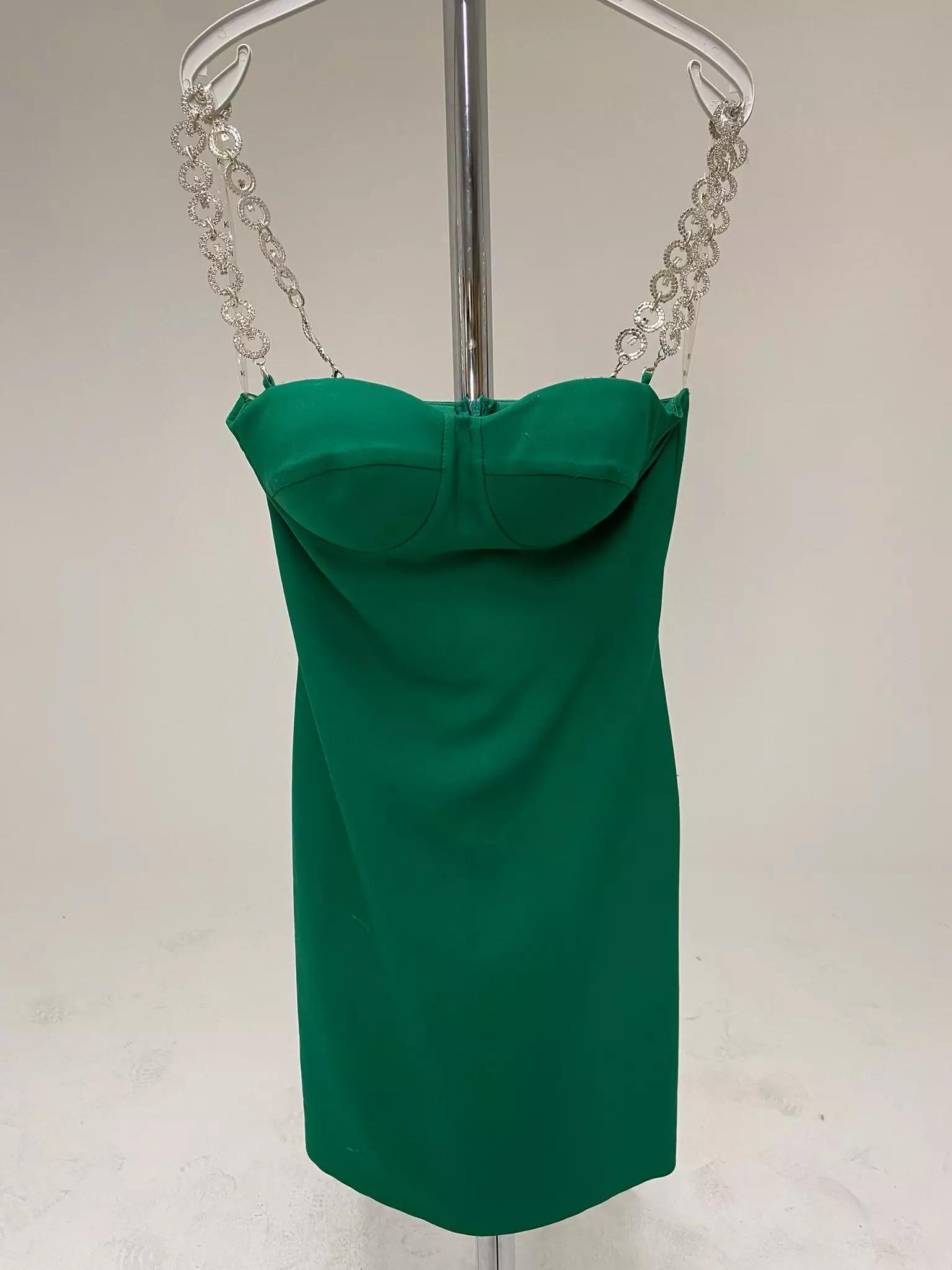 Green crepe sleeveless mini dress