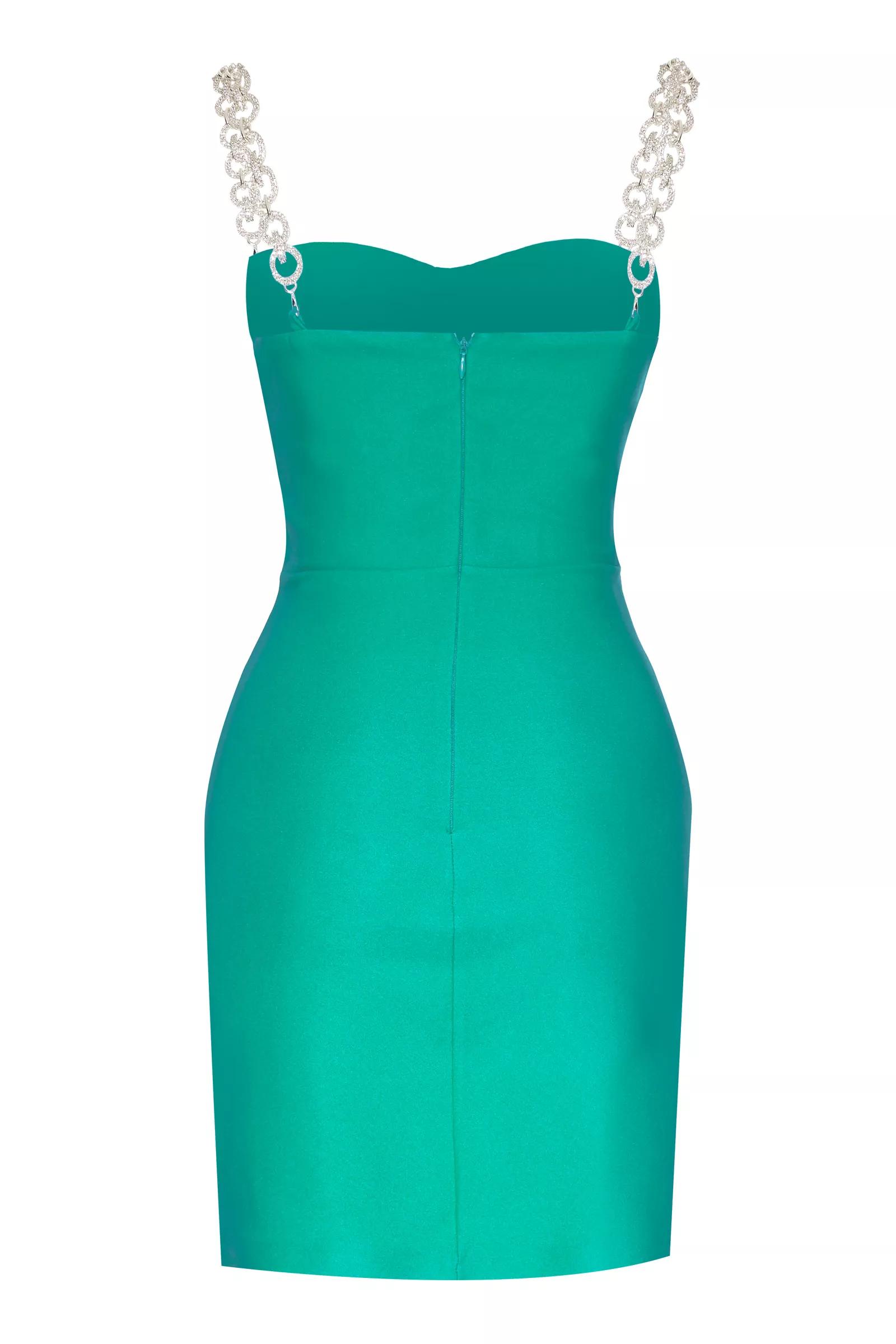 Green crepe sleeveless mini dress