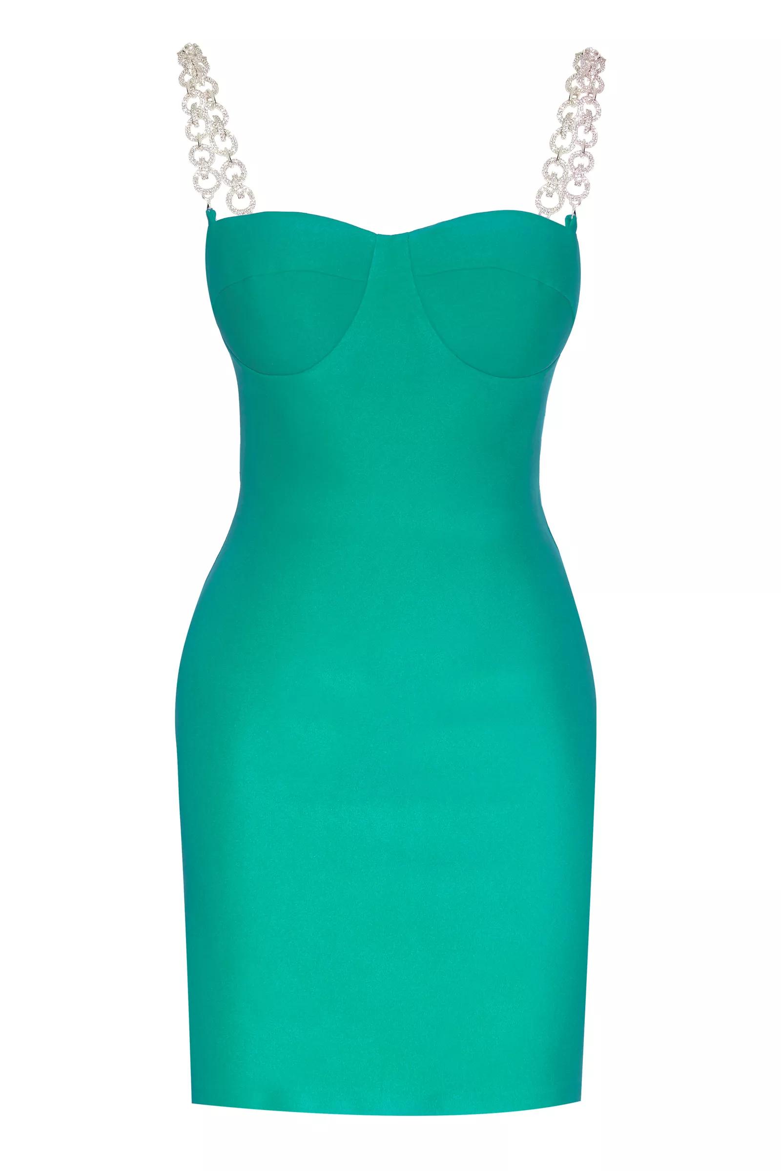 Green crepe sleeveless mini dress