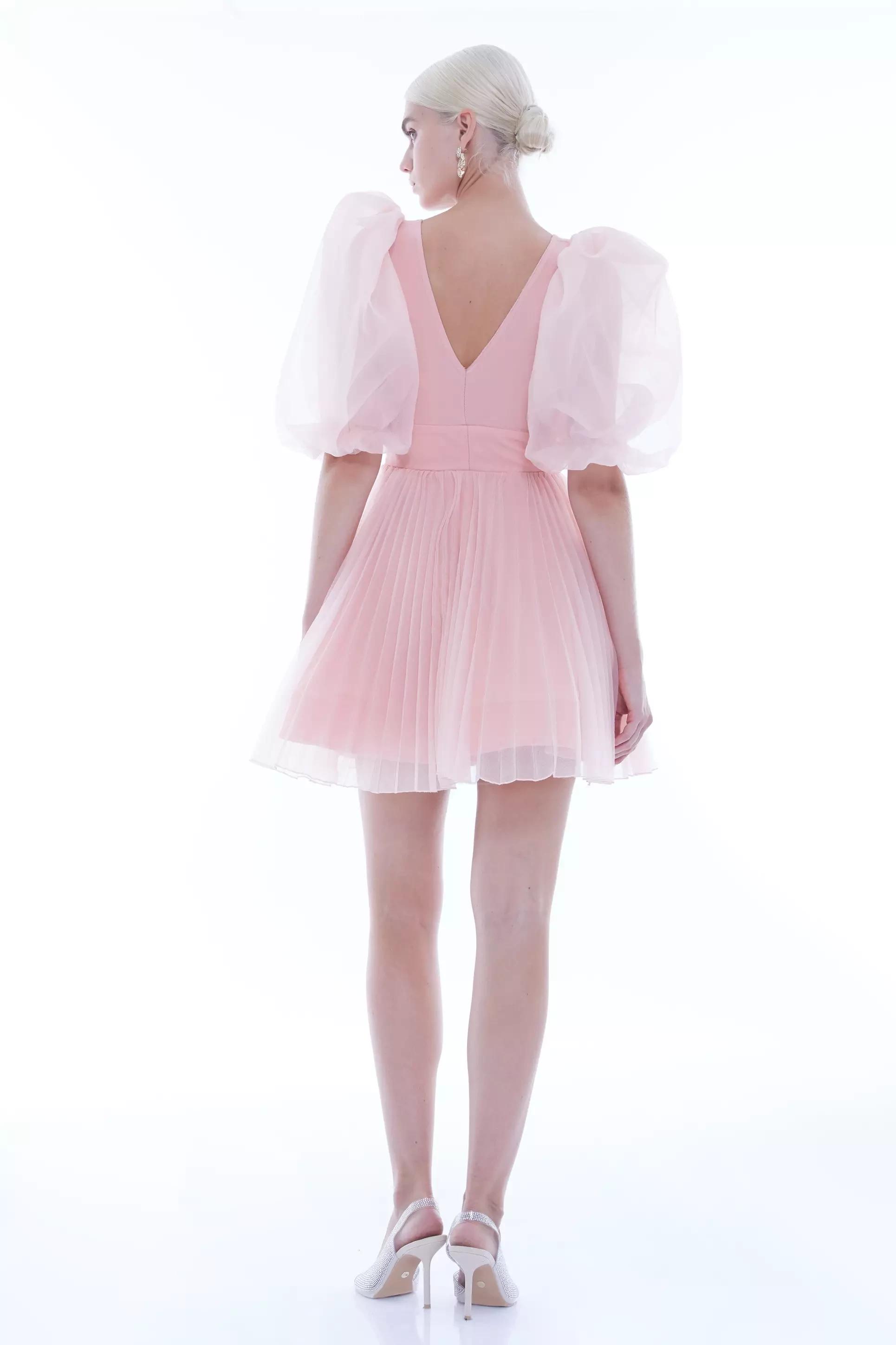 Blush tulle short sleeve mini dress