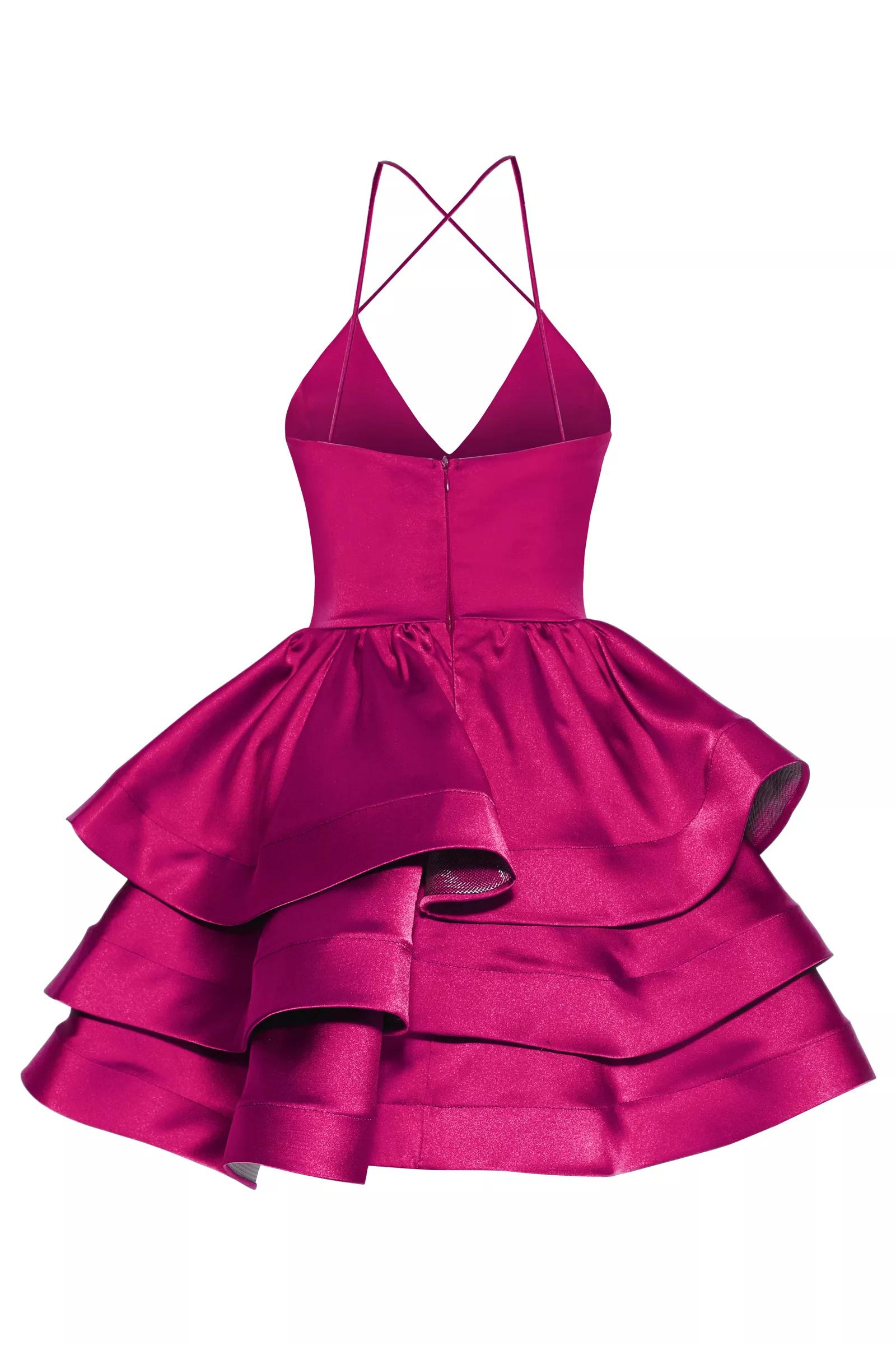 Fuchsia satin sleeveless mini dress