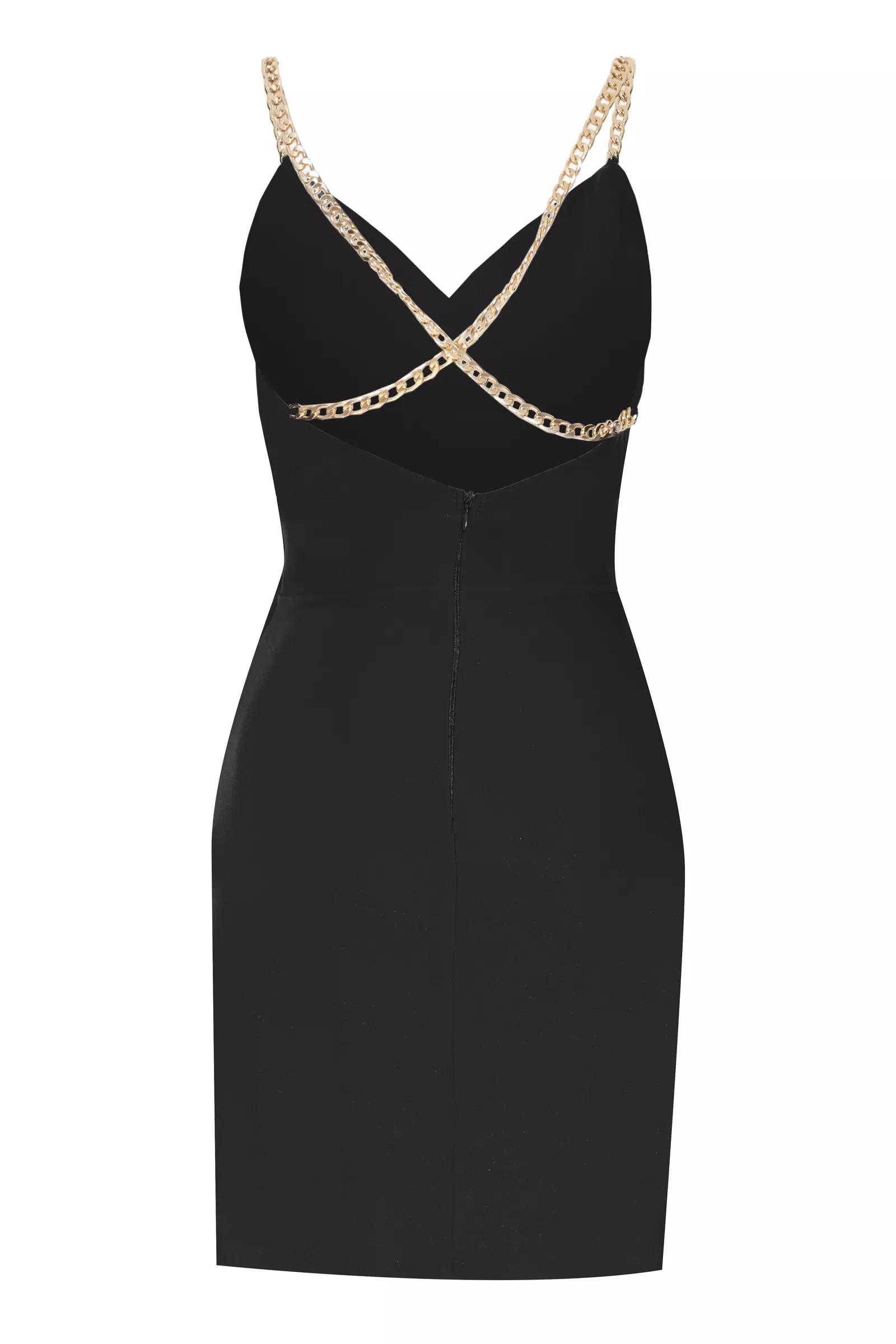 Black crepe sleeveless mini dress