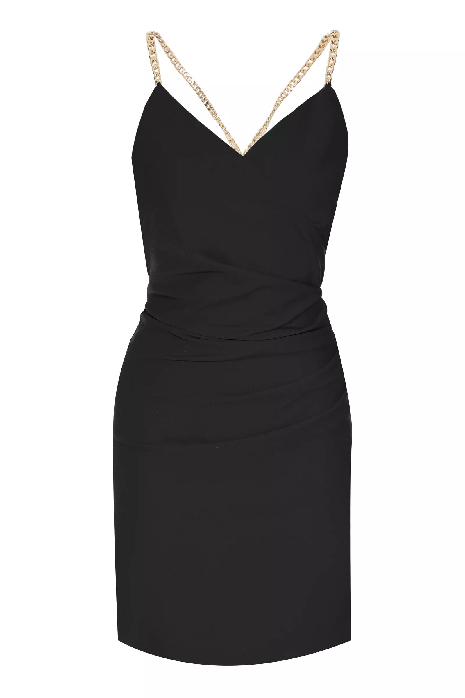 Black crepe sleeveless mini dress