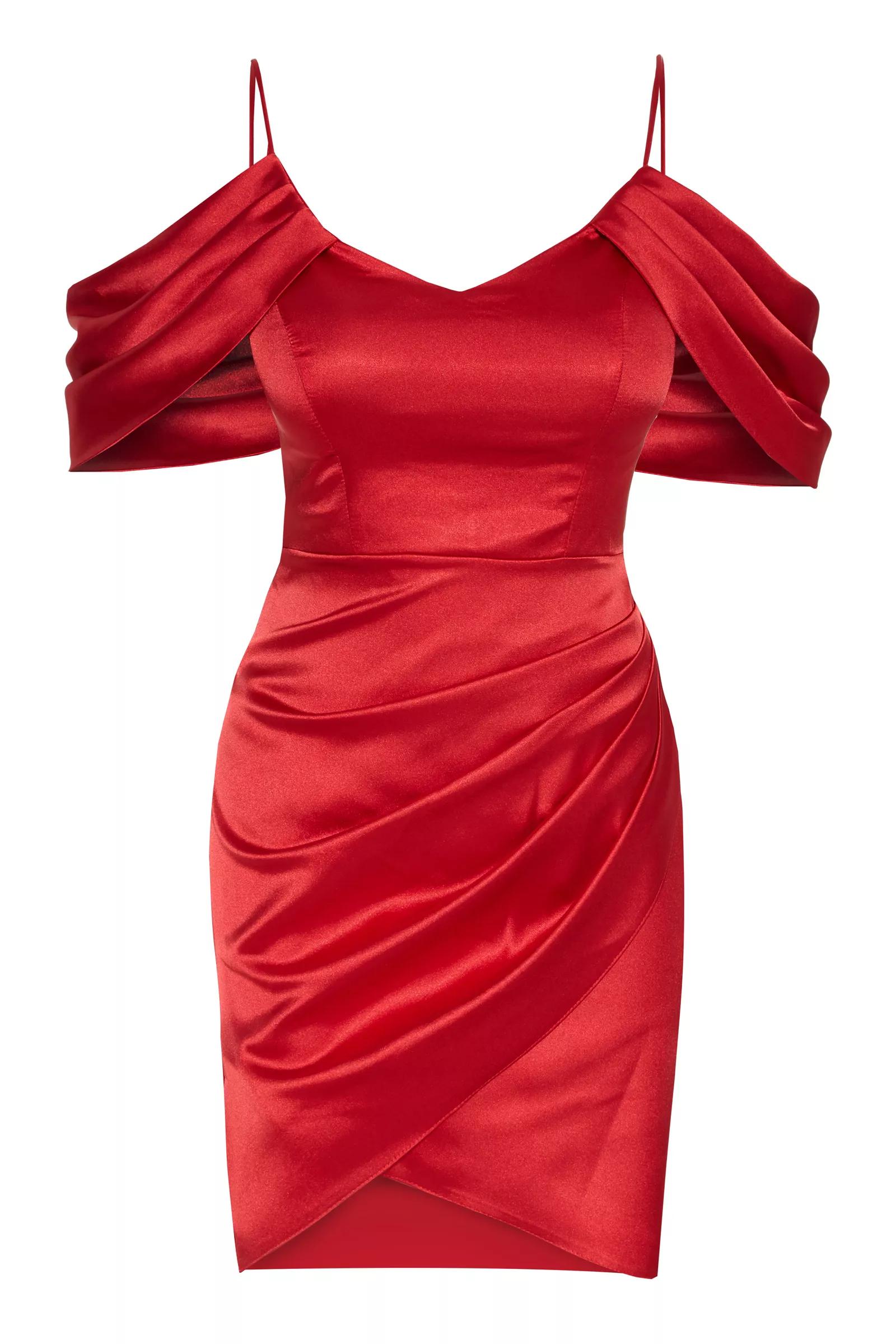 Red satin sleeveless mini dress