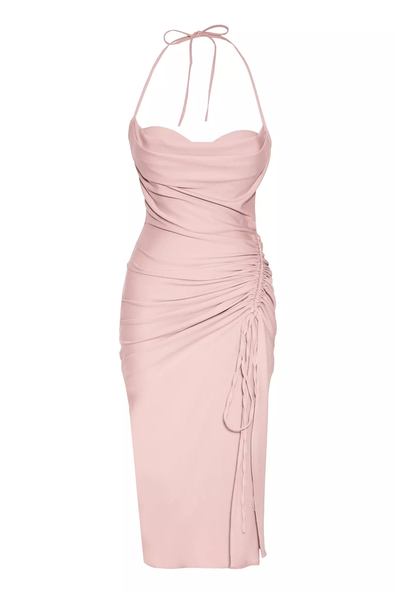 Blush crepe sleeveless maxi dress