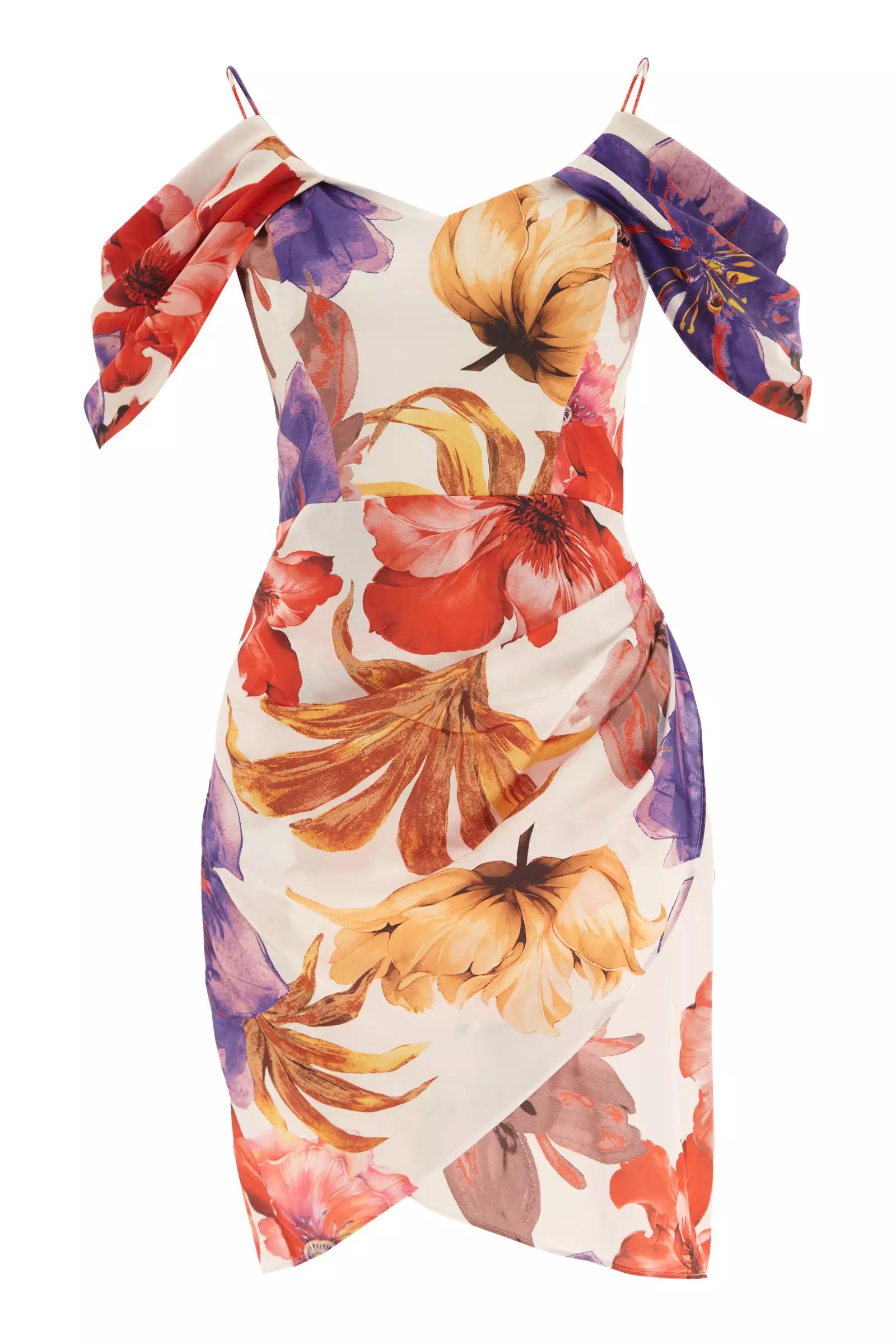 Printed satin sleeveless midi dress