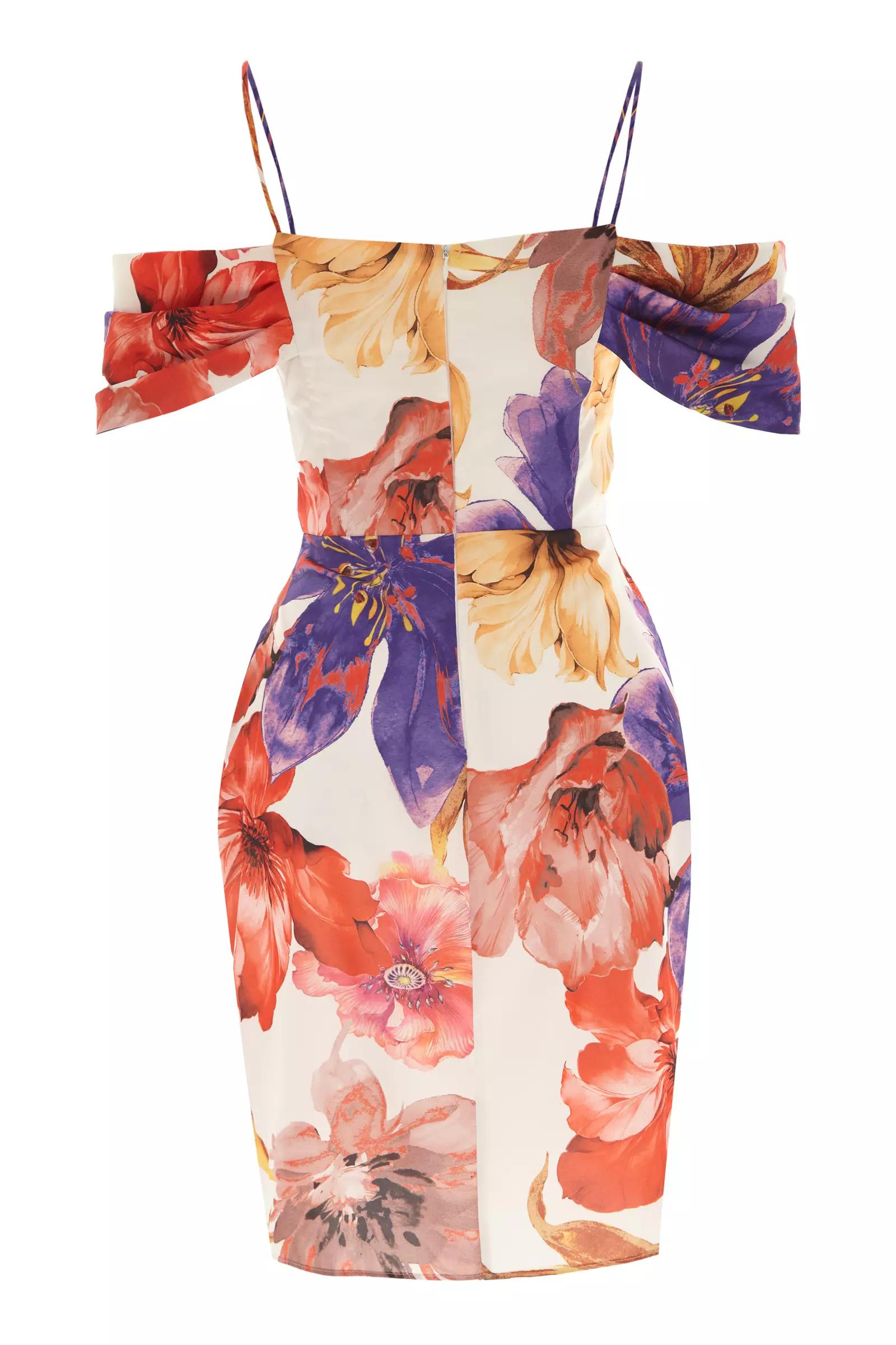 Printed satin sleeveless midi dress