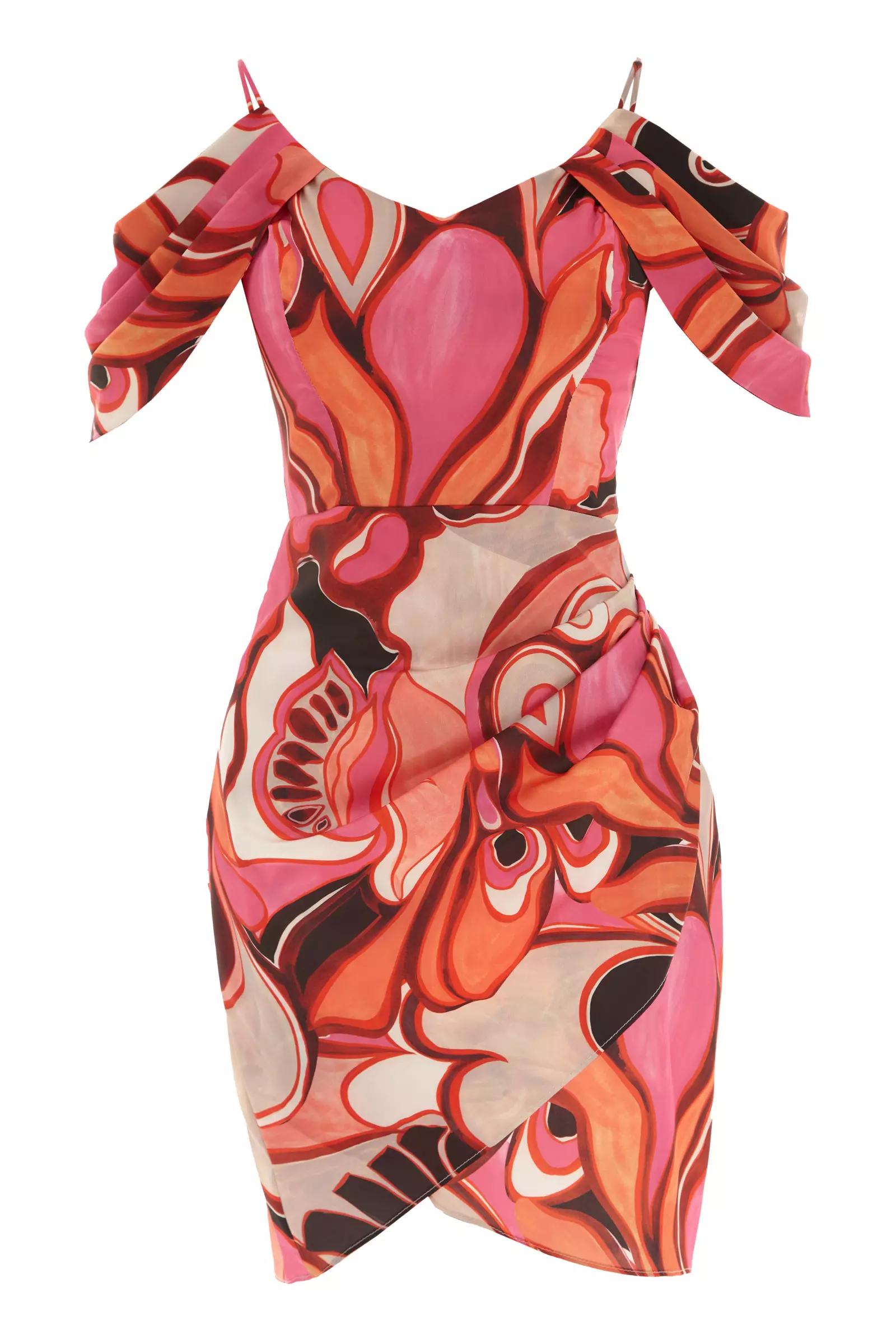 Printed satin sleeveless midi dress