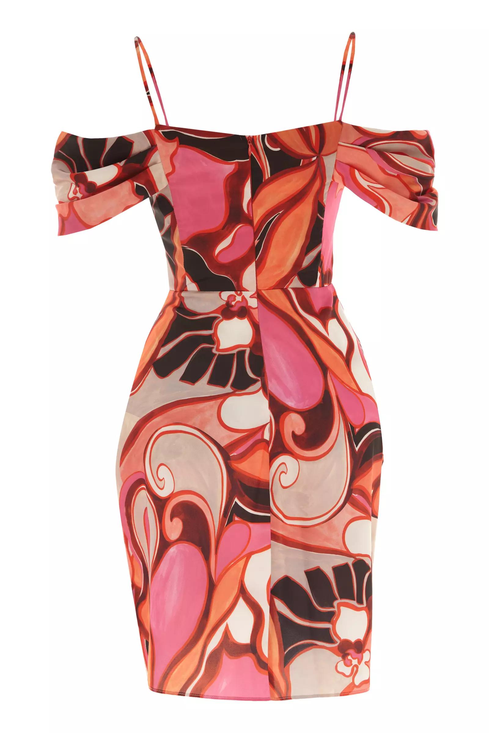 Printed satin sleeveless midi dress