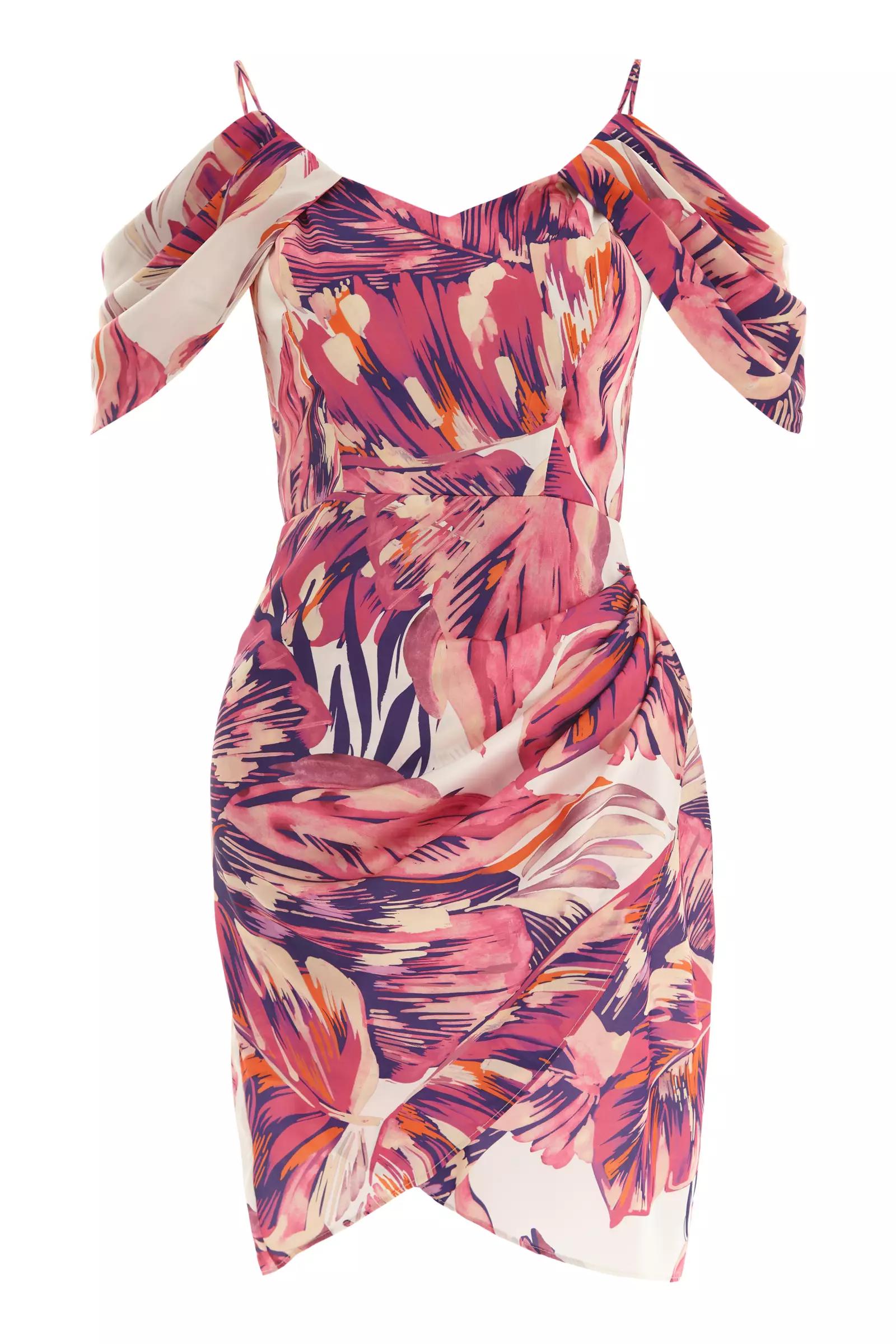 Printed satin sleeveless midi dress