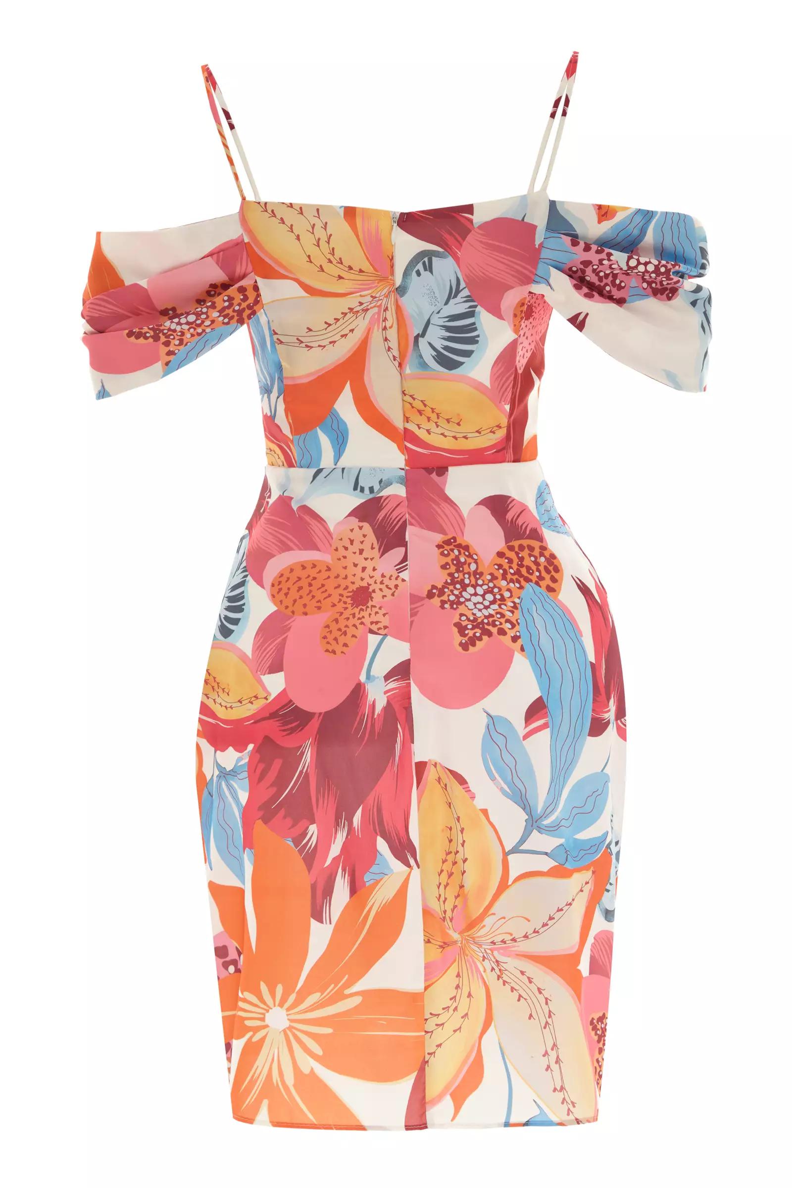 Printed satin sleeveless midi dress