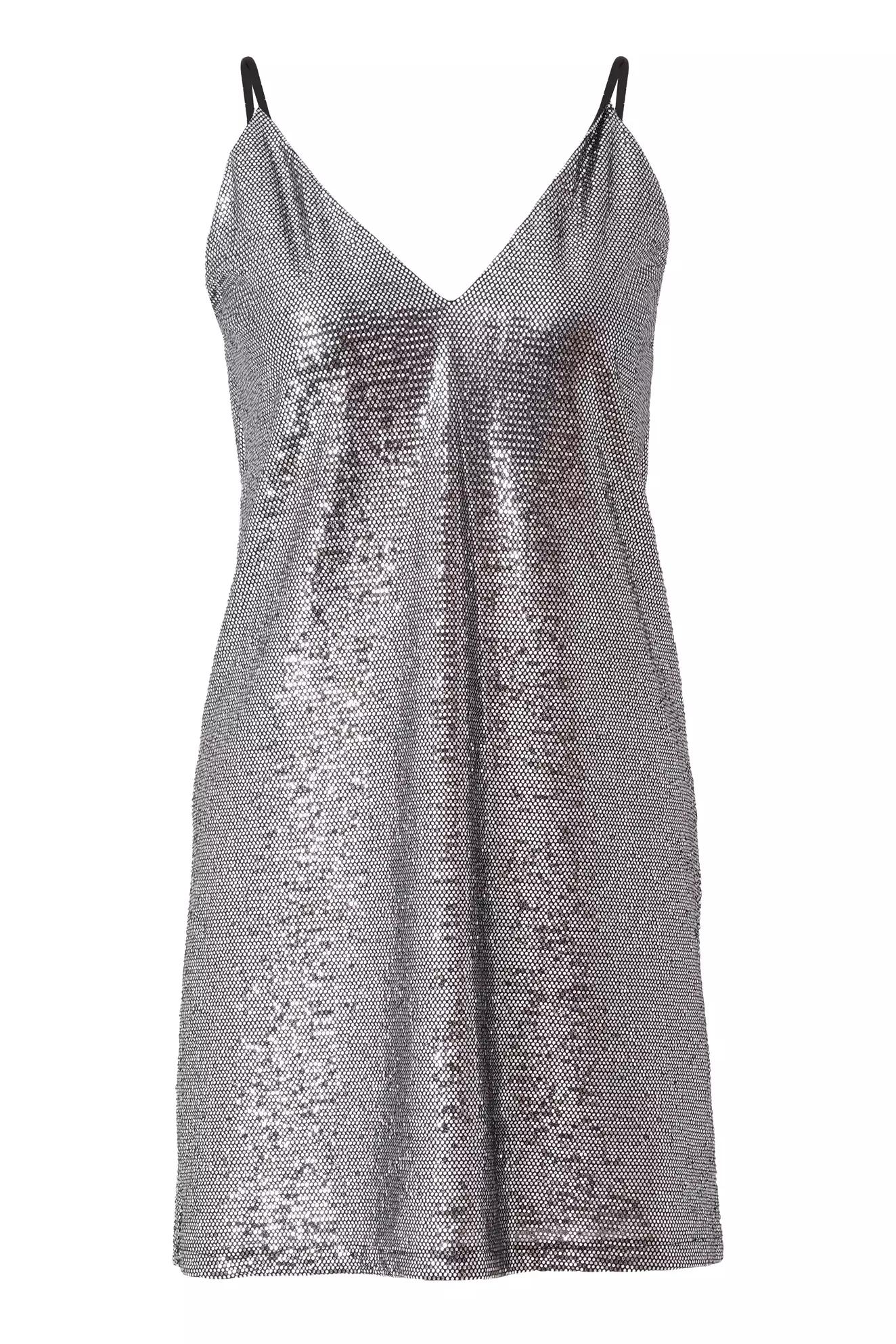 Printed sequin sleeveless mini dress