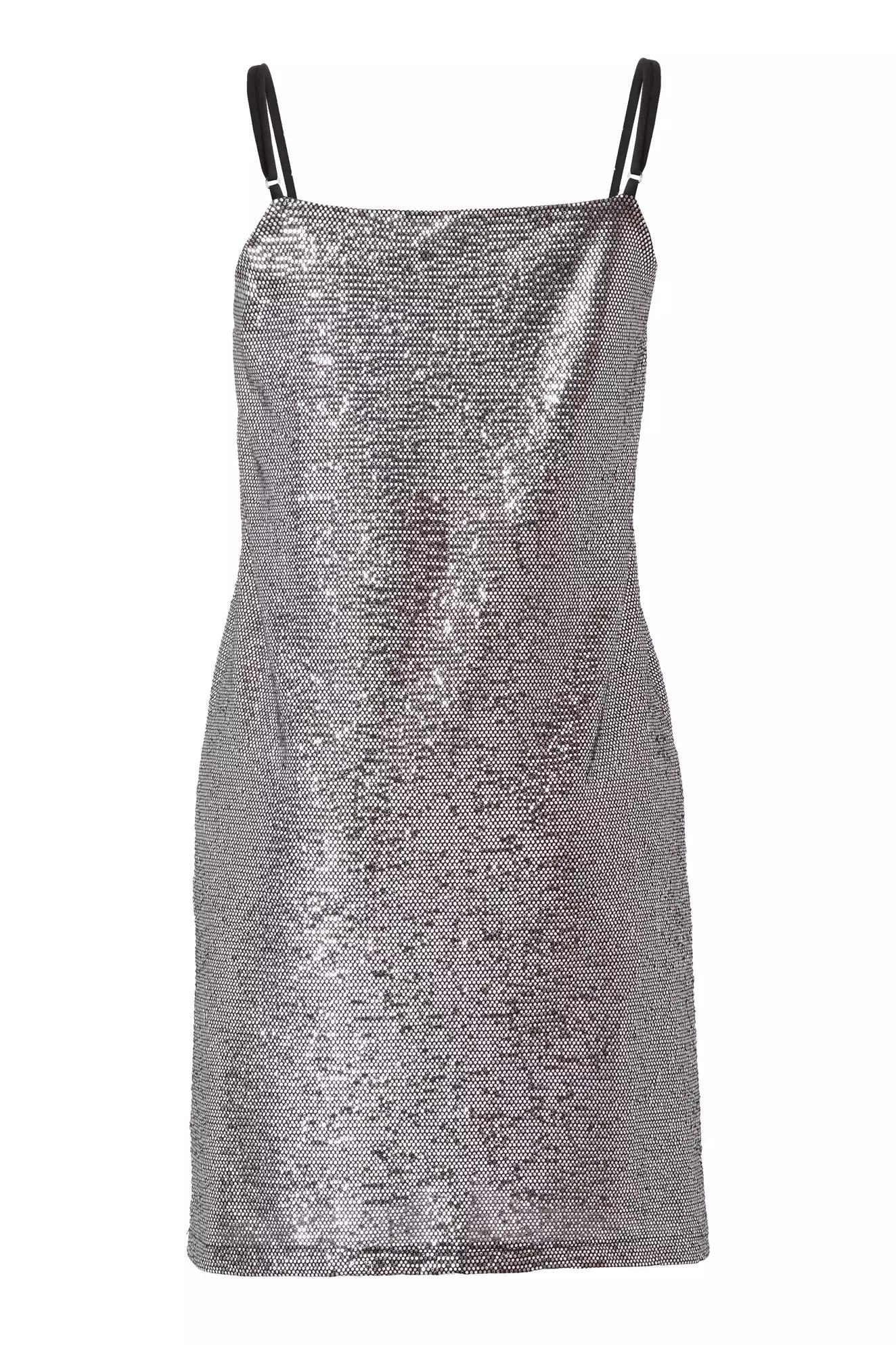 Printed sequin sleeveless mini dress