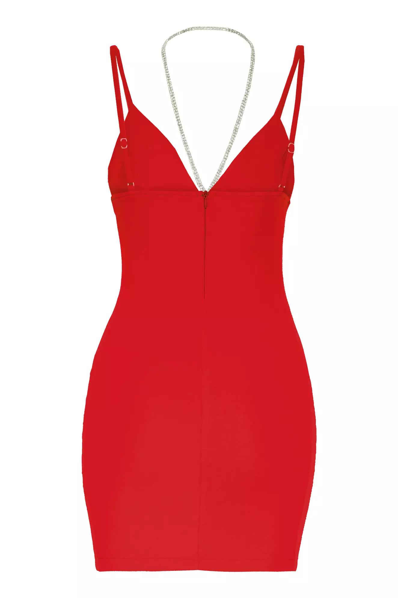 Red plus size crepe sleeveless mini dress