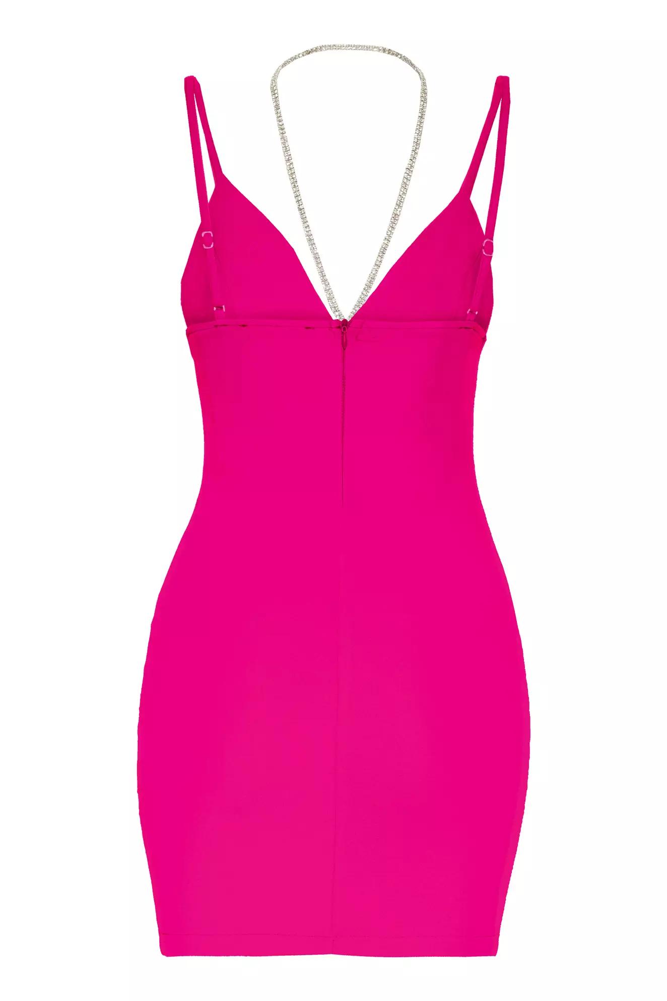 Fuchsia plus size crepe sleeveless mini dress