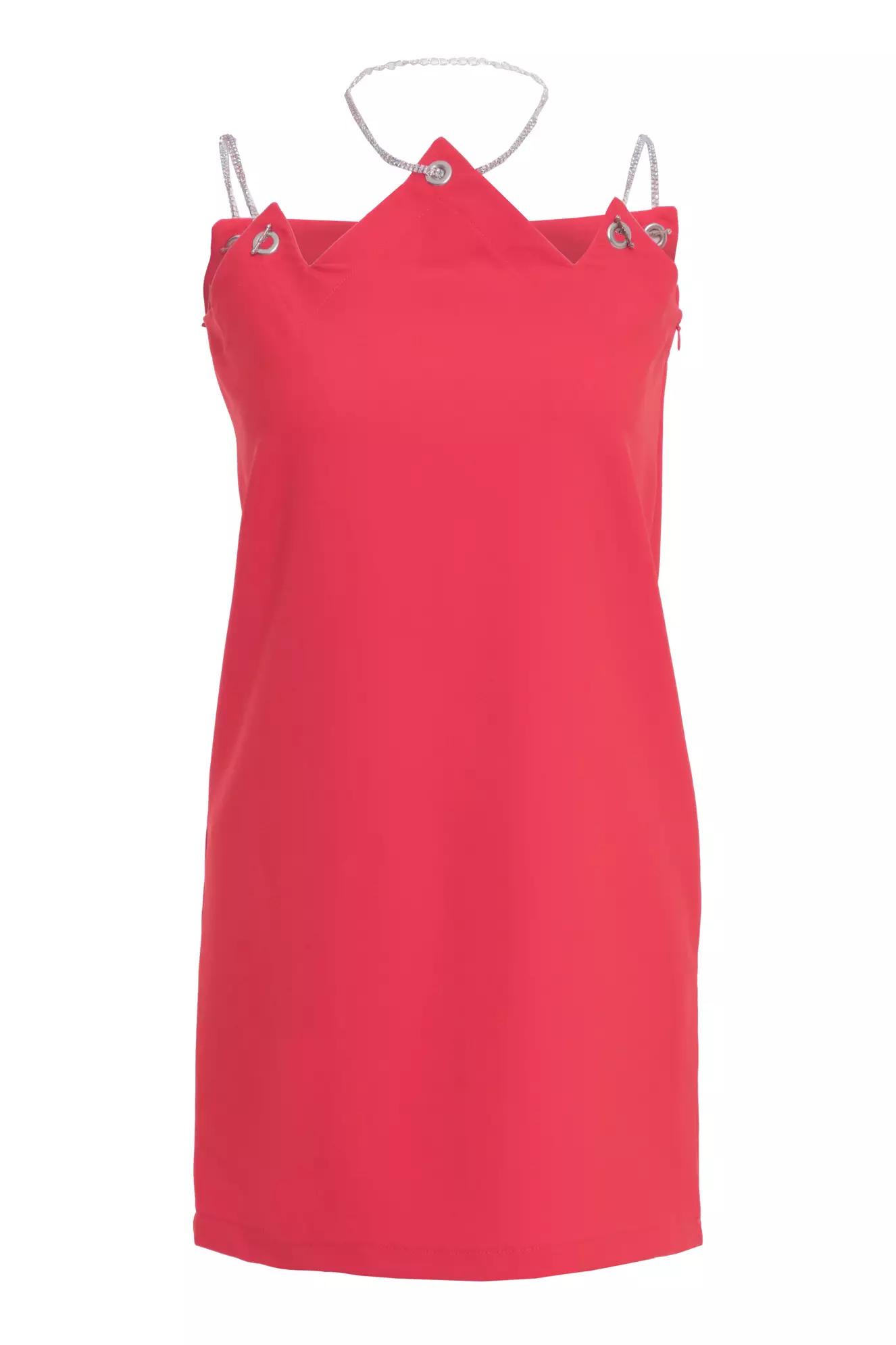 Coral crepe sleeveless mini dress