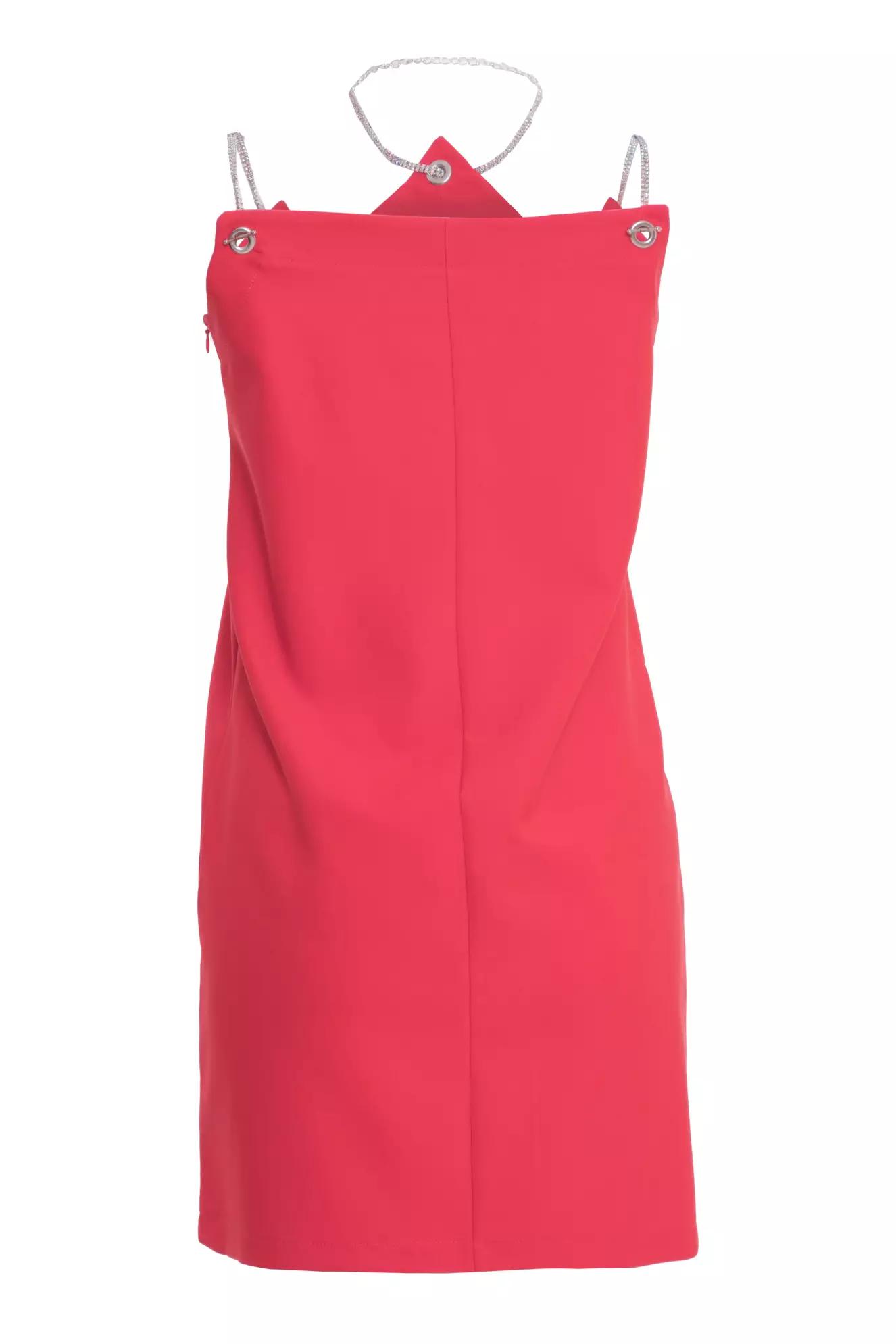 Coral crepe sleeveless mini dress