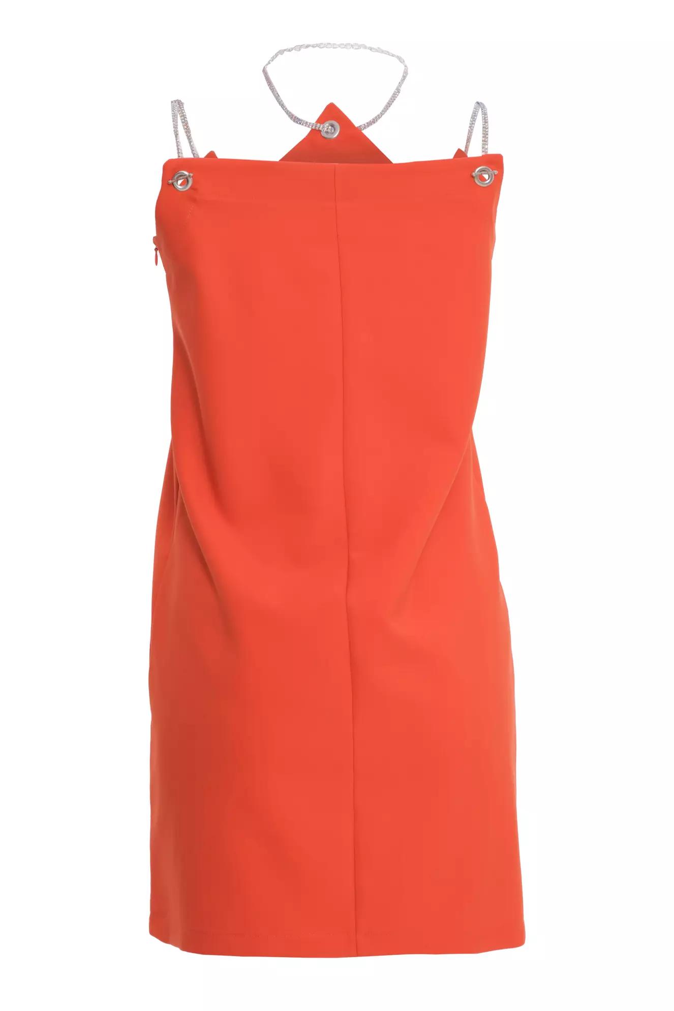 Orange crepe sleeveless mini dress