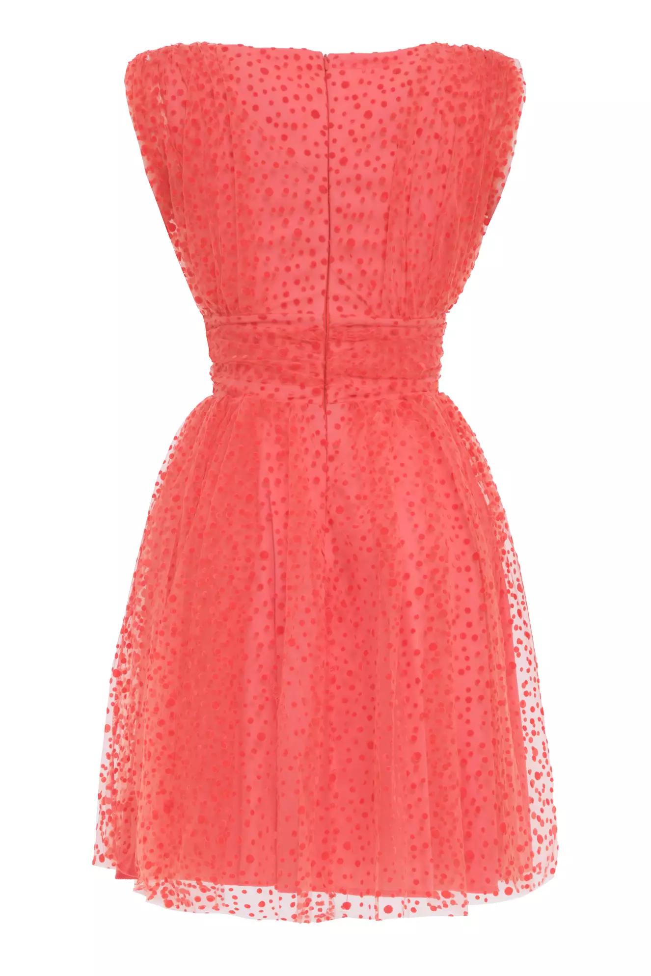 Coral tulle sleeveless mini dress