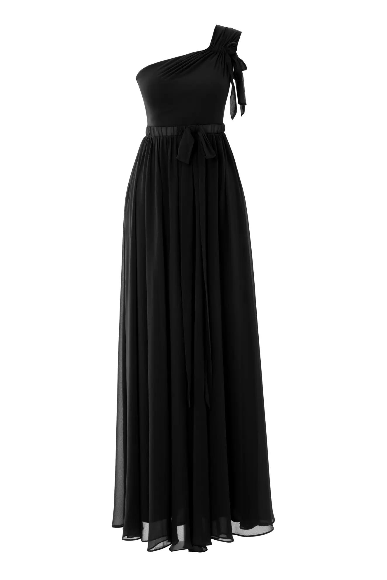 Black sifon sleeveless long dress